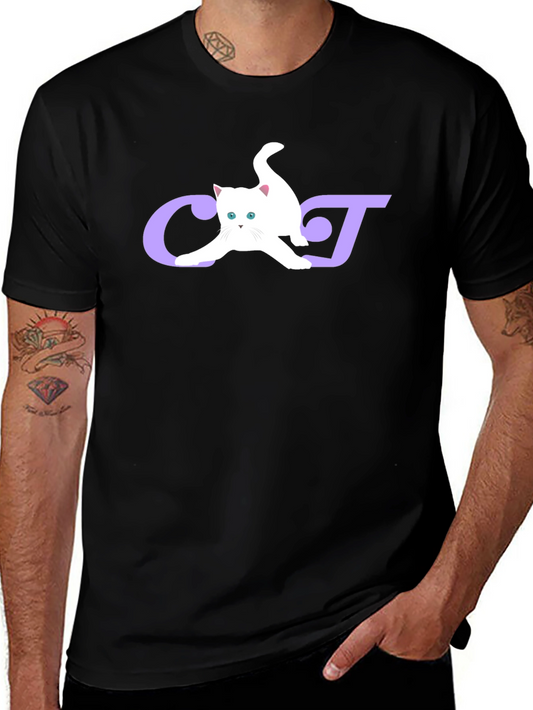 Cat Lover Graphic Tee - Black Cotton Blend