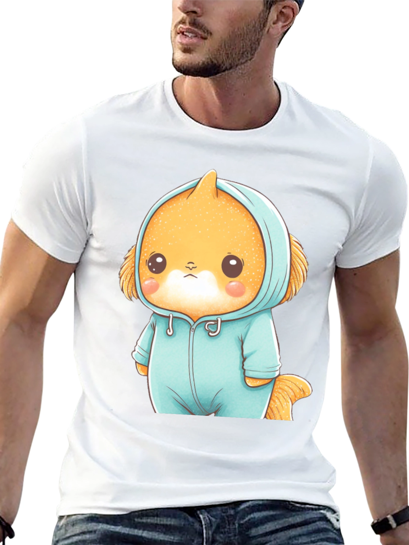 Cute Cartoon Character Unisex Black T-Shirt