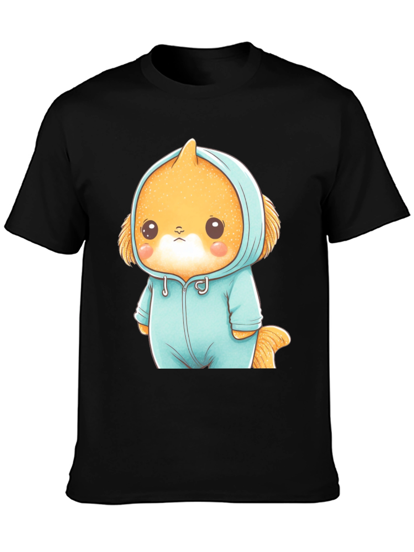 Cute Cartoon Character Unisex Black T-Shirt