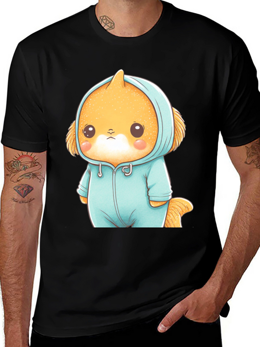 Cute Cartoon Character Unisex Black T-Shirt