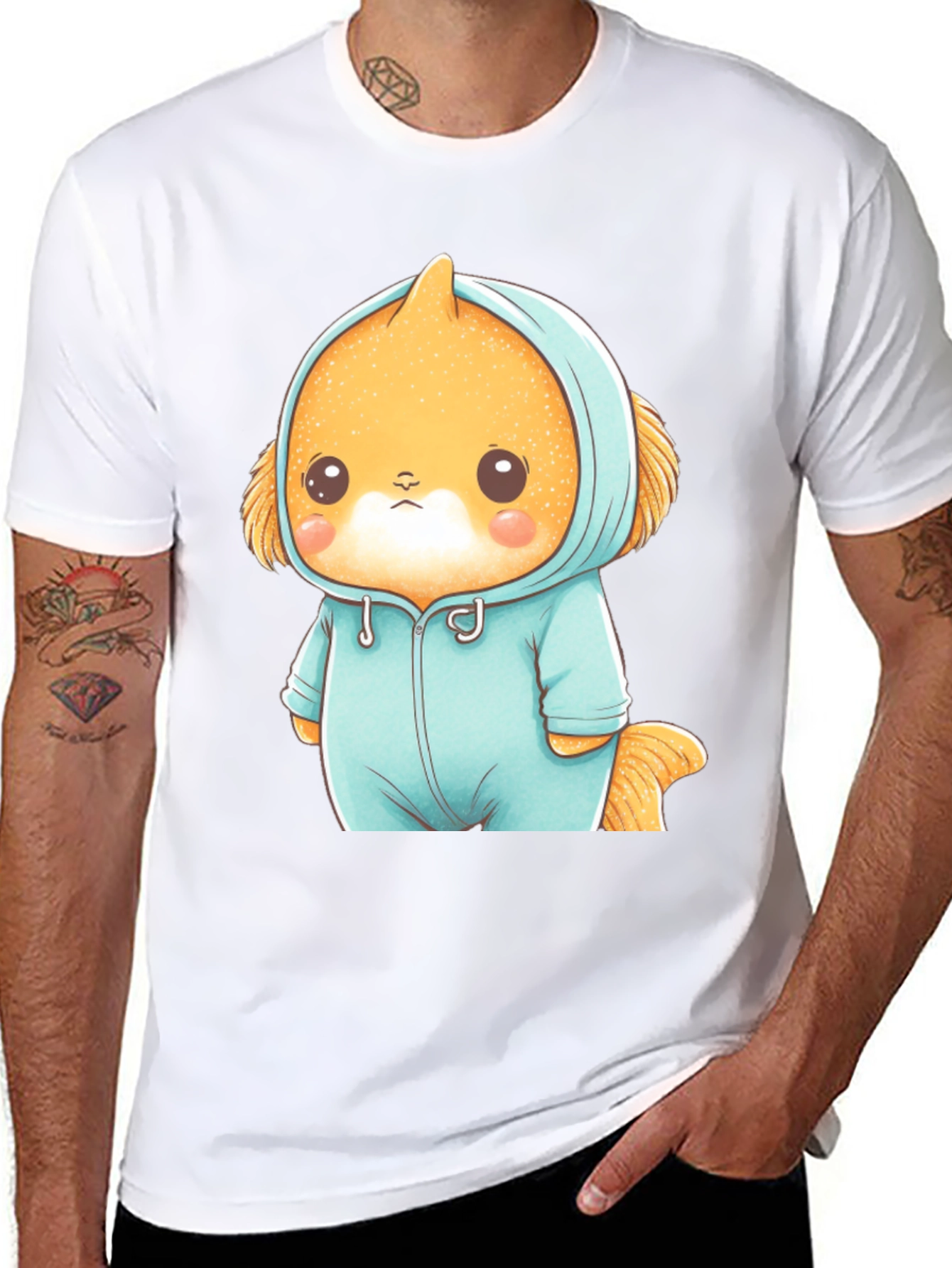 Cute Cartoon Character Unisex Black T-Shirt