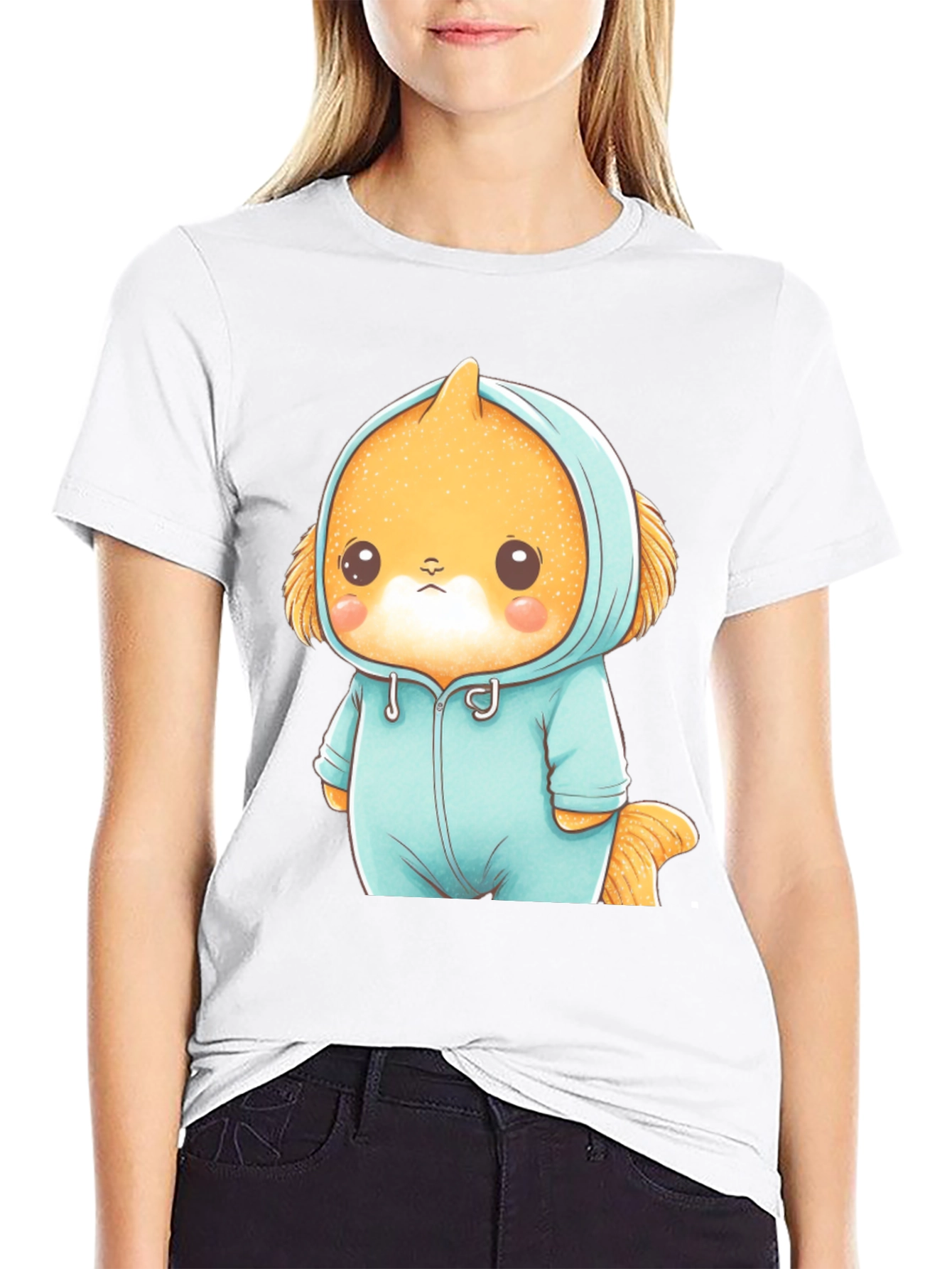 Cute Cartoon Character Unisex Black T-Shirt