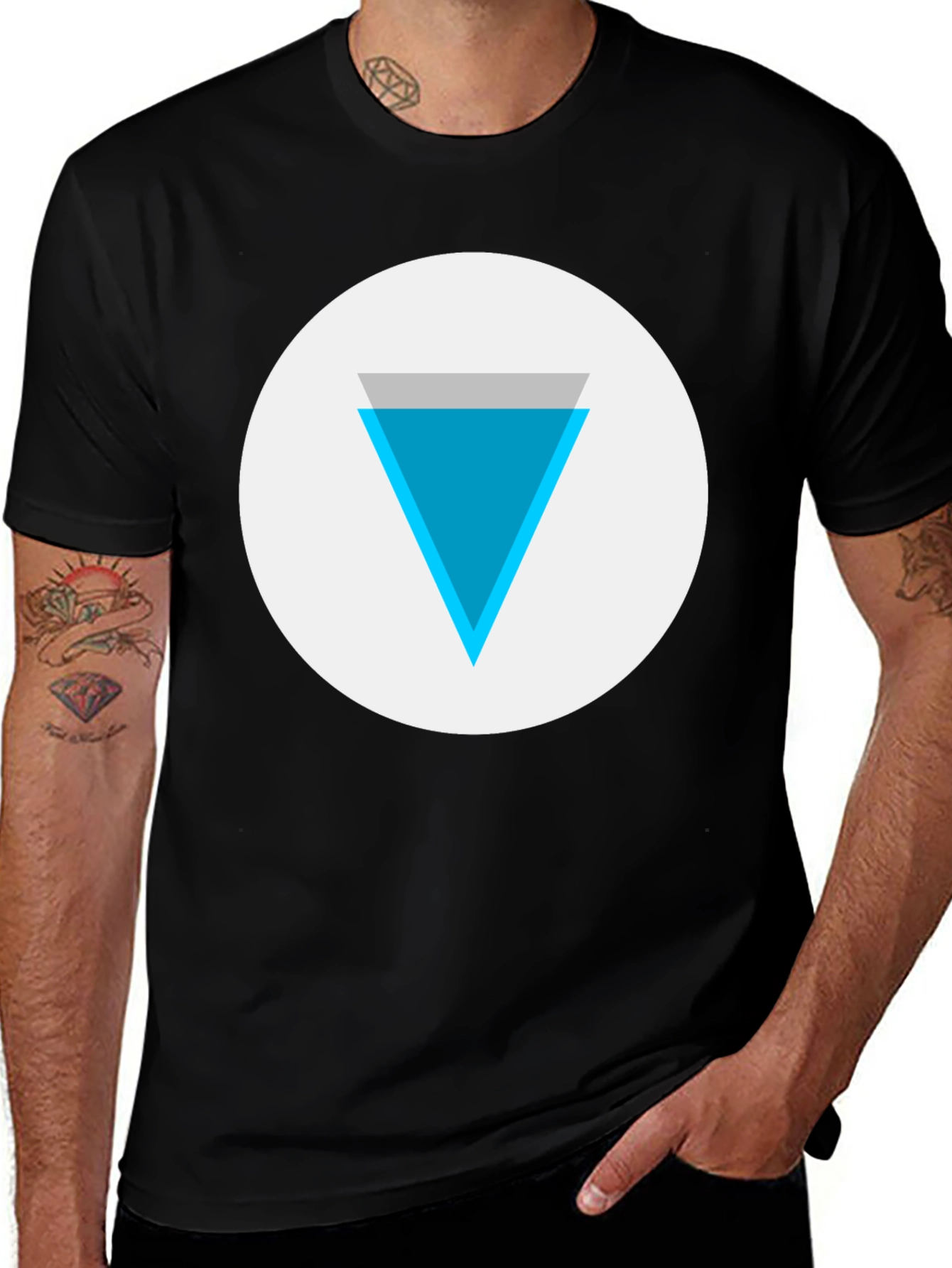 Geometric Triangle Graphic Tee - Black
