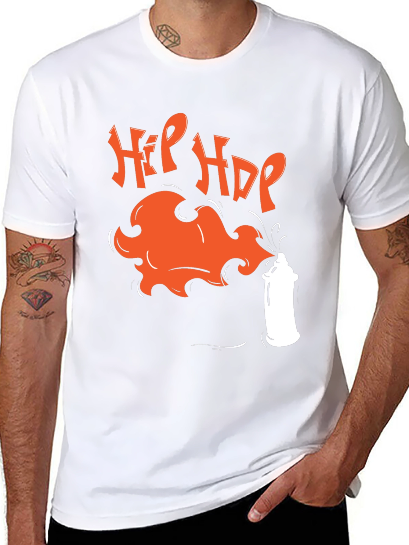 Hip Hop Spray Paint Graphic Tee - Black