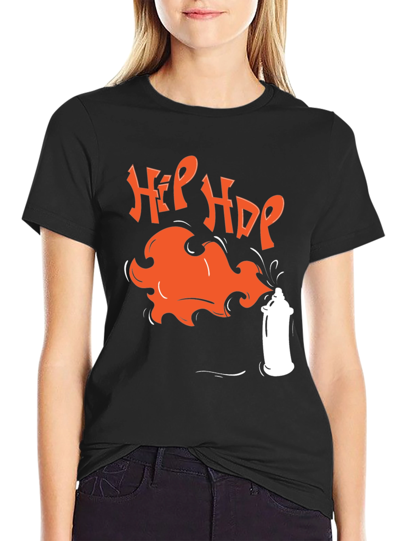 Hip Hop Spray Paint Graphic Tee - Black