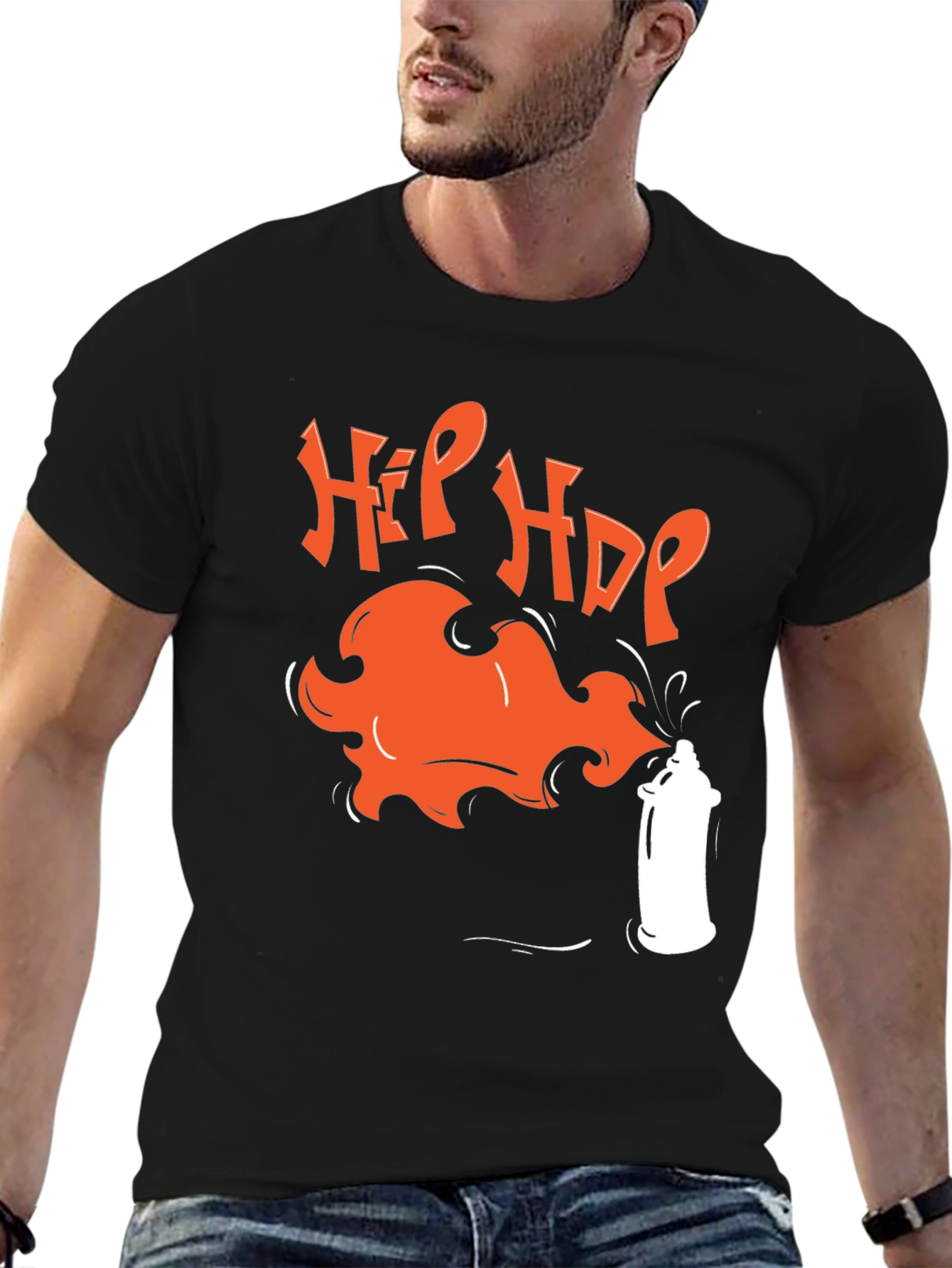 Hip Hop Spray Paint Graphic Tee - Black