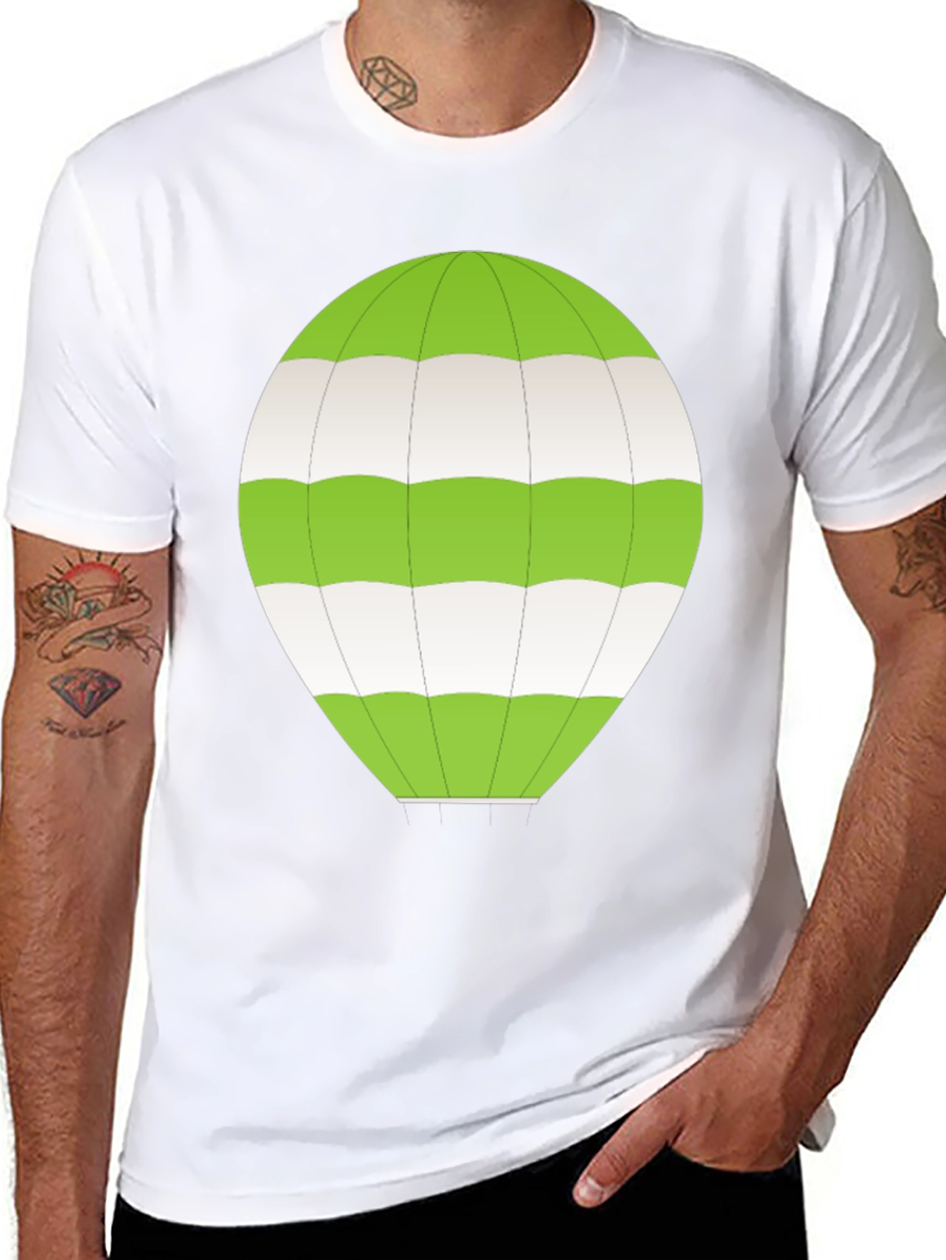 Striped Balloon Graphic Tee - Black Cotton Comfort