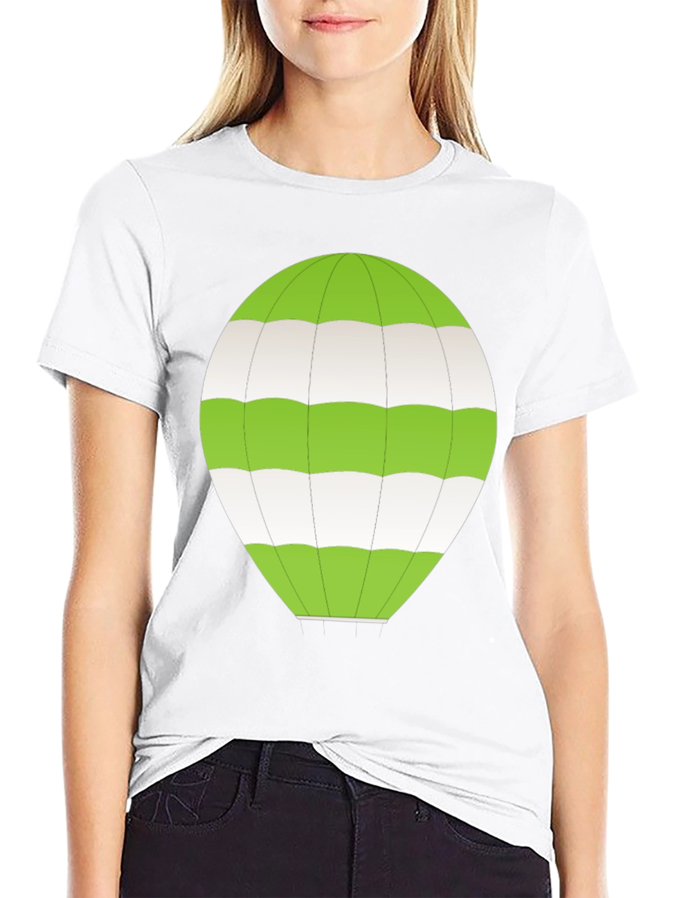 Striped Balloon Graphic Tee - Black Cotton Comfort