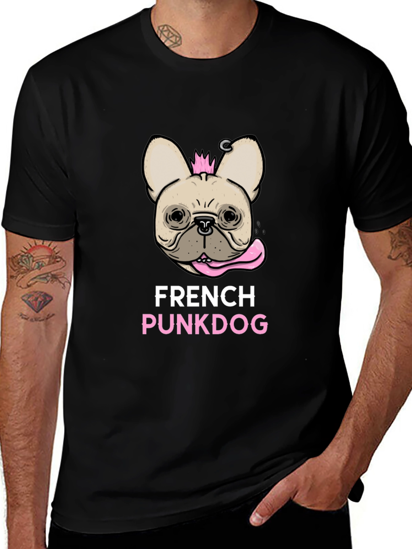 French Punk Dog Graphic T-Shirt