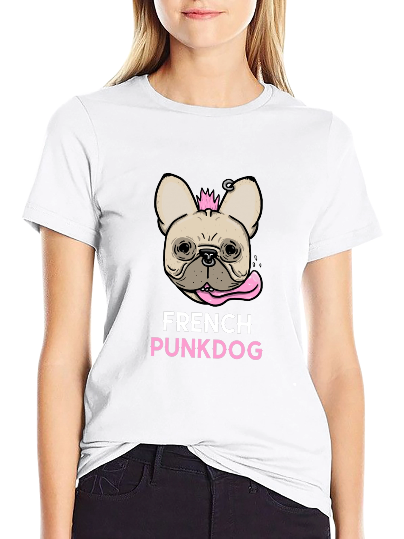 French Punk Dog Graphic T-Shirt
