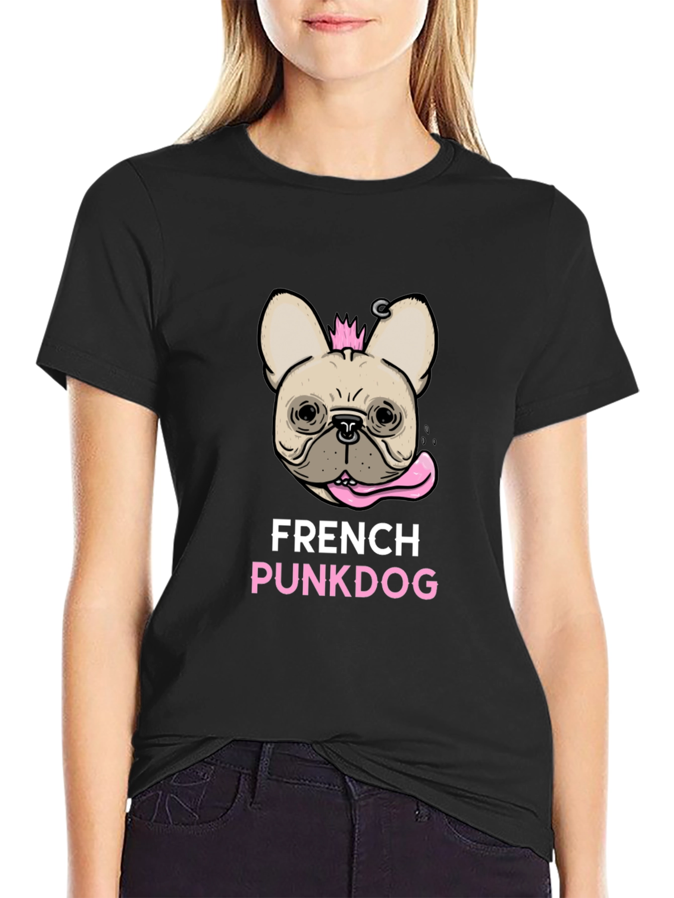 French Punk Dog Graphic T-Shirt