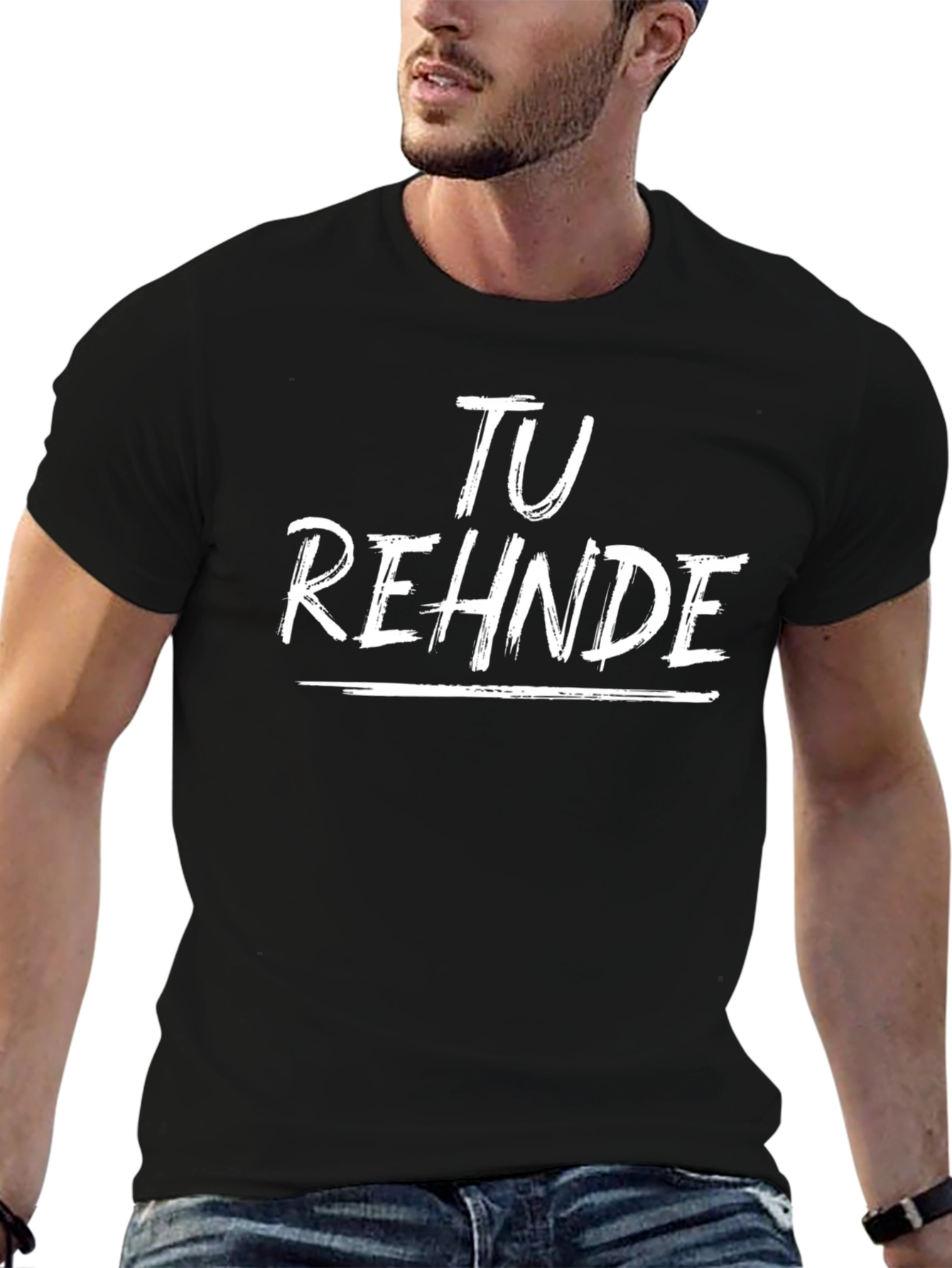 Tu Rehnde Black Graphic T-Shirt
