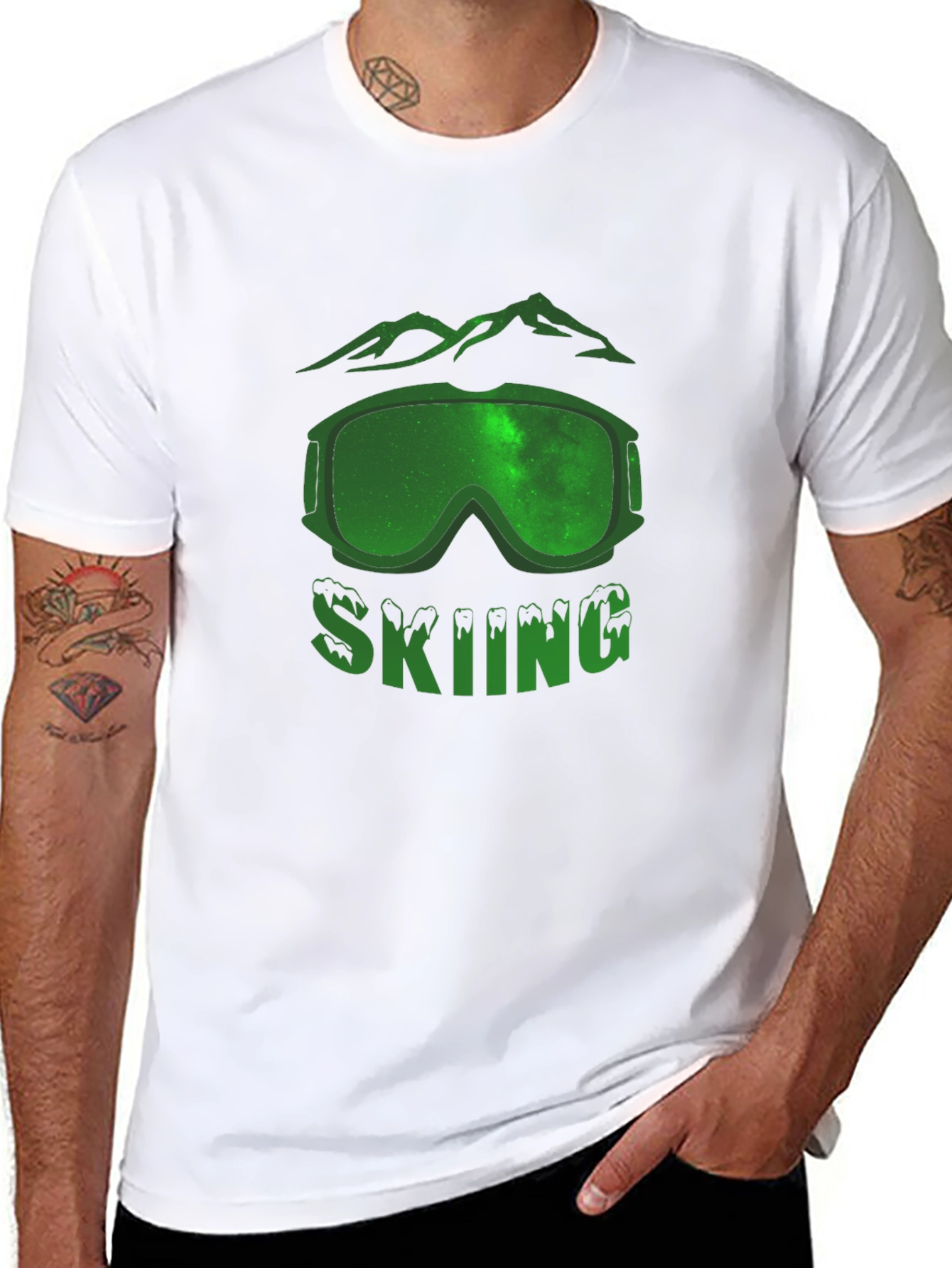 Skiing Graphic T-Shirt - Mountain Scene Design