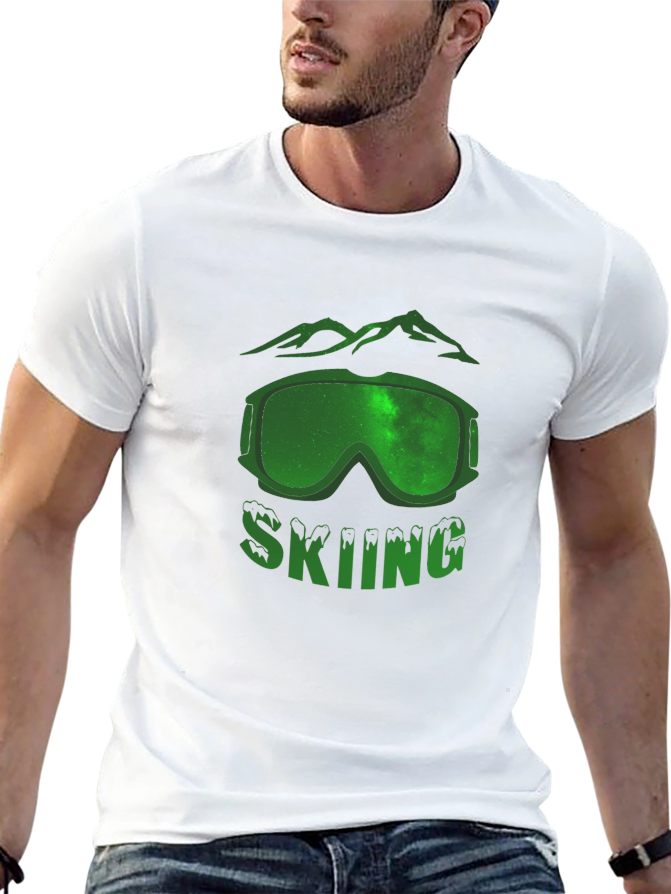 Skiing Graphic T-Shirt - Mountain Scene Design