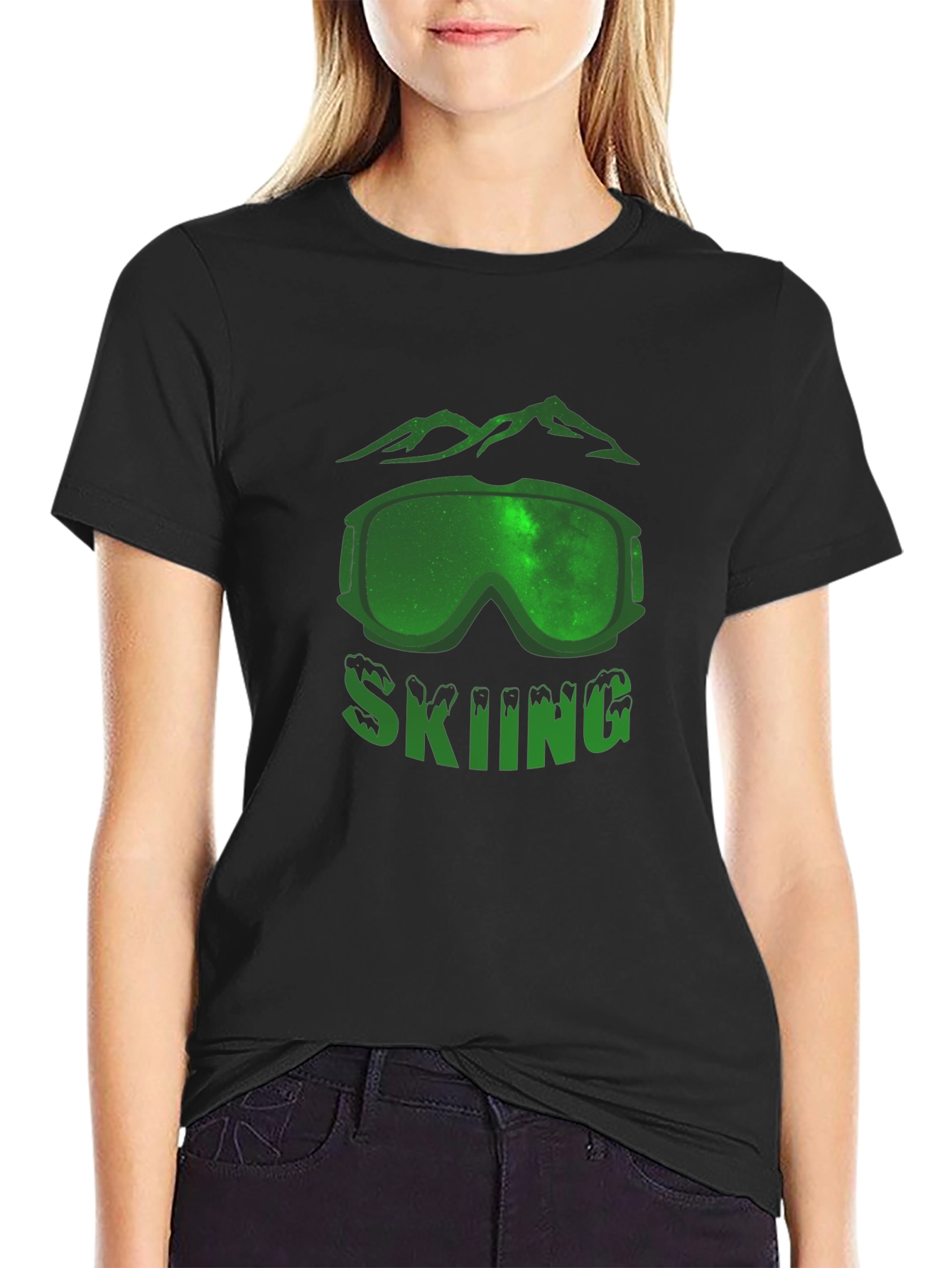 Skiing Graphic T-Shirt - Mountain Scene Design