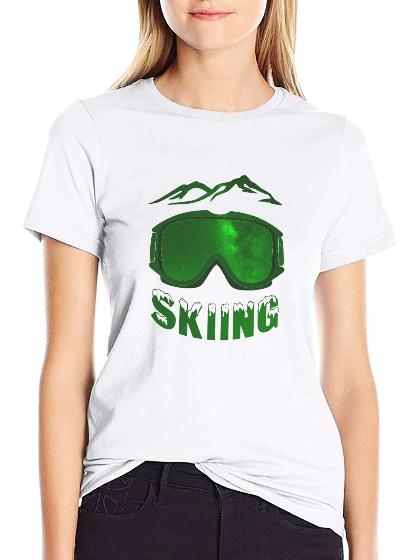 Skiing Graphic T-Shirt - Mountain Scene Design