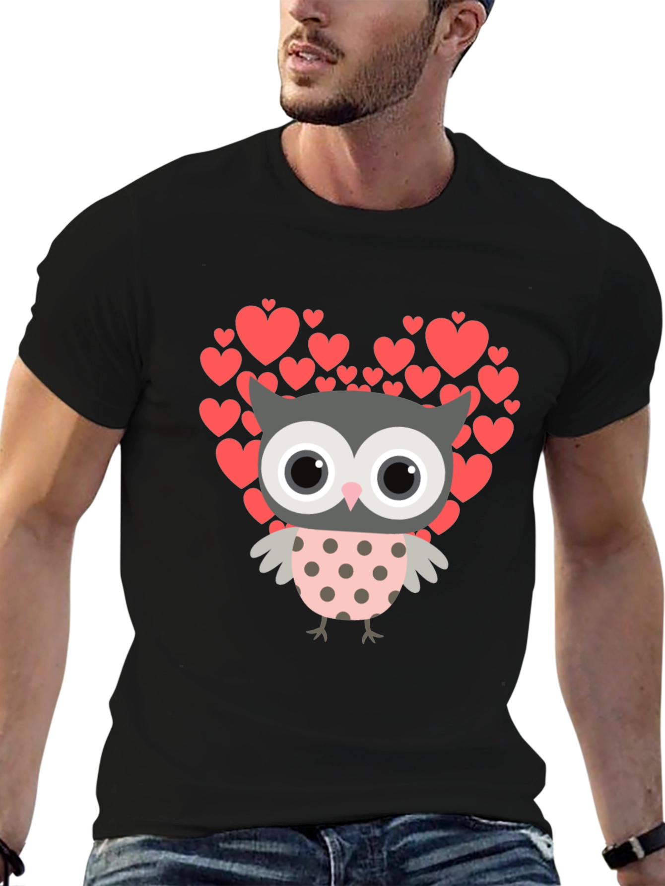 Owl Love Graphic T-Shirt - Heart Design