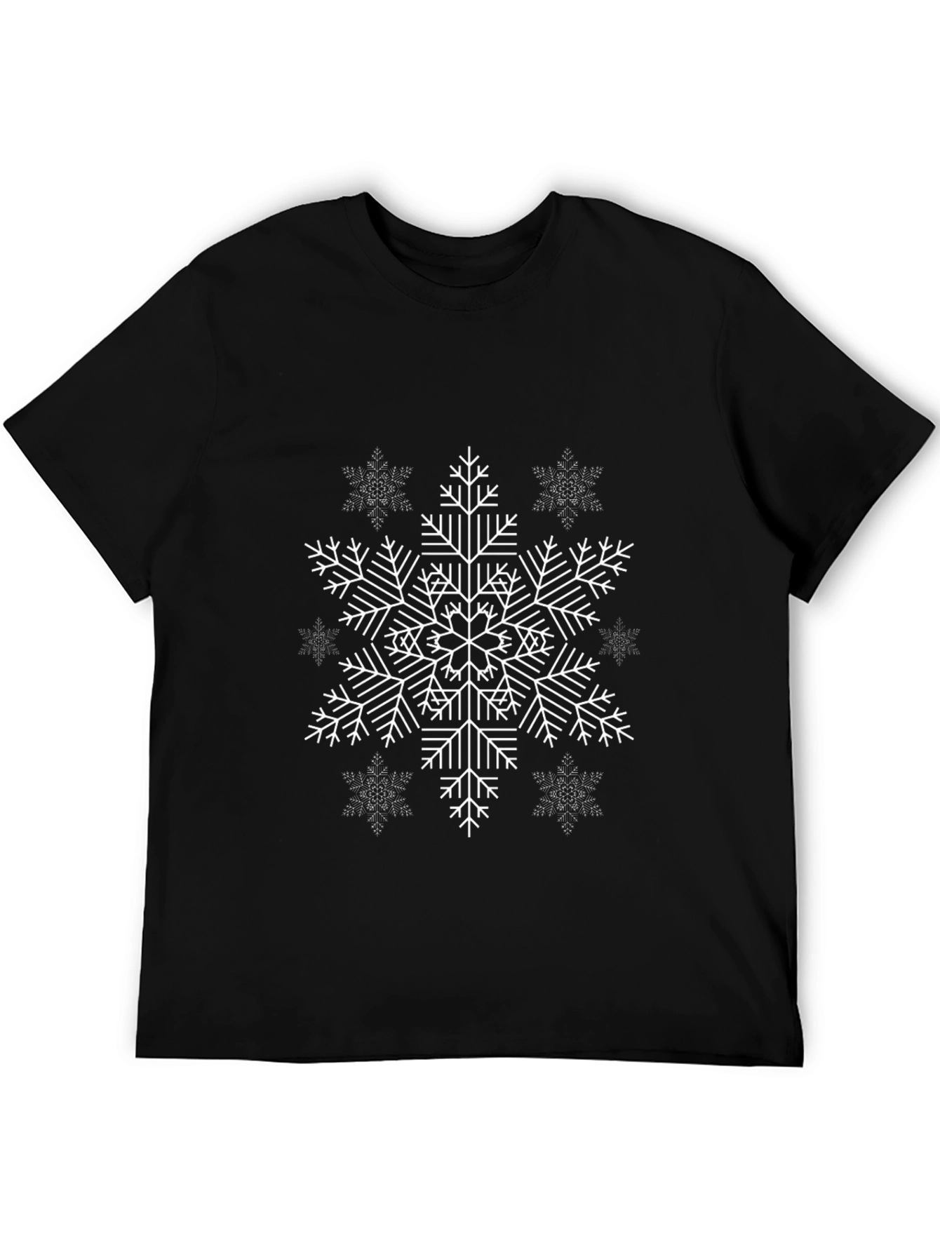 Snowflake Graphic Black T-Shirt - Winter Holiday Style