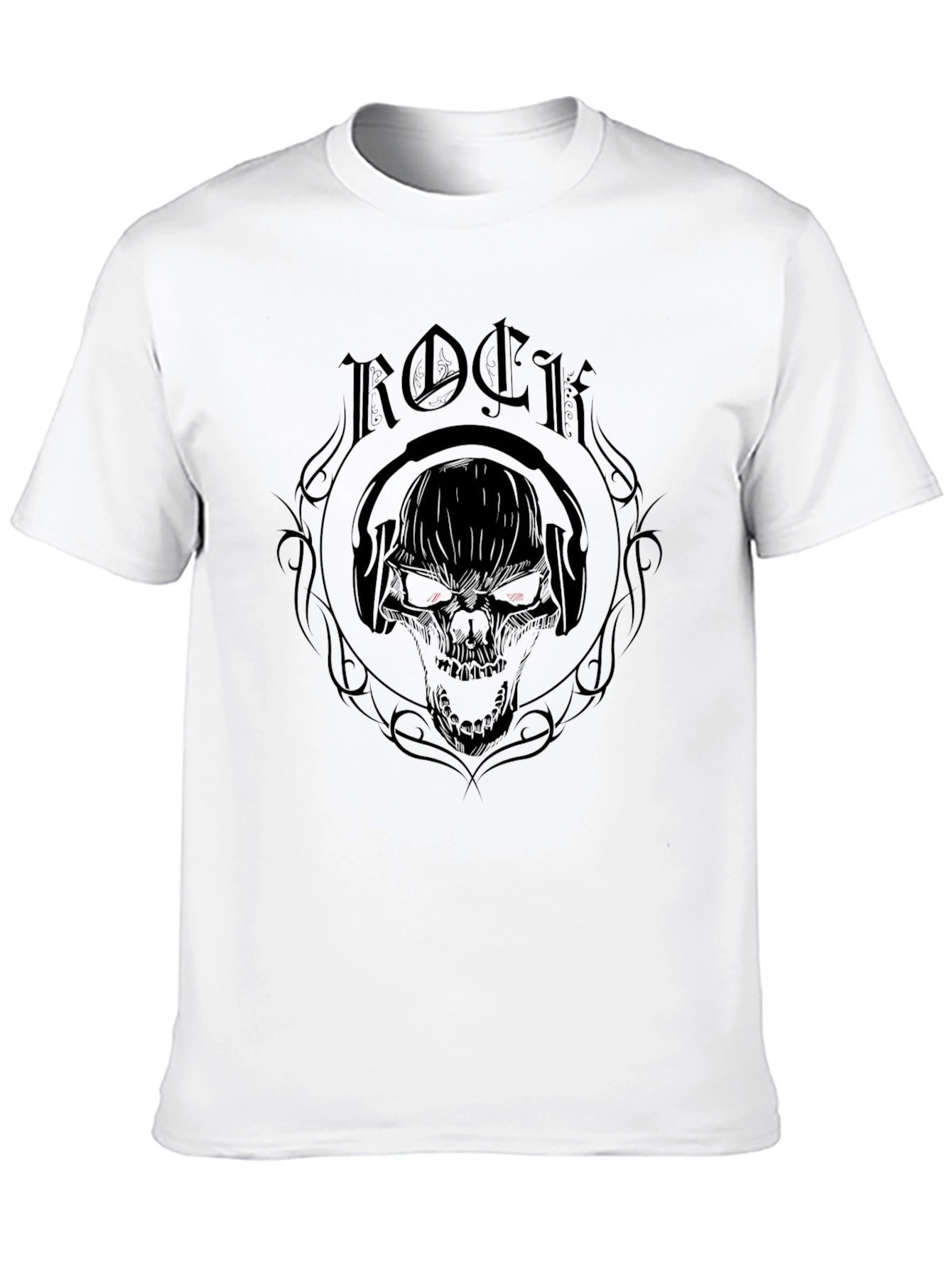 Rock Skull Graphic T-Shirt - Black