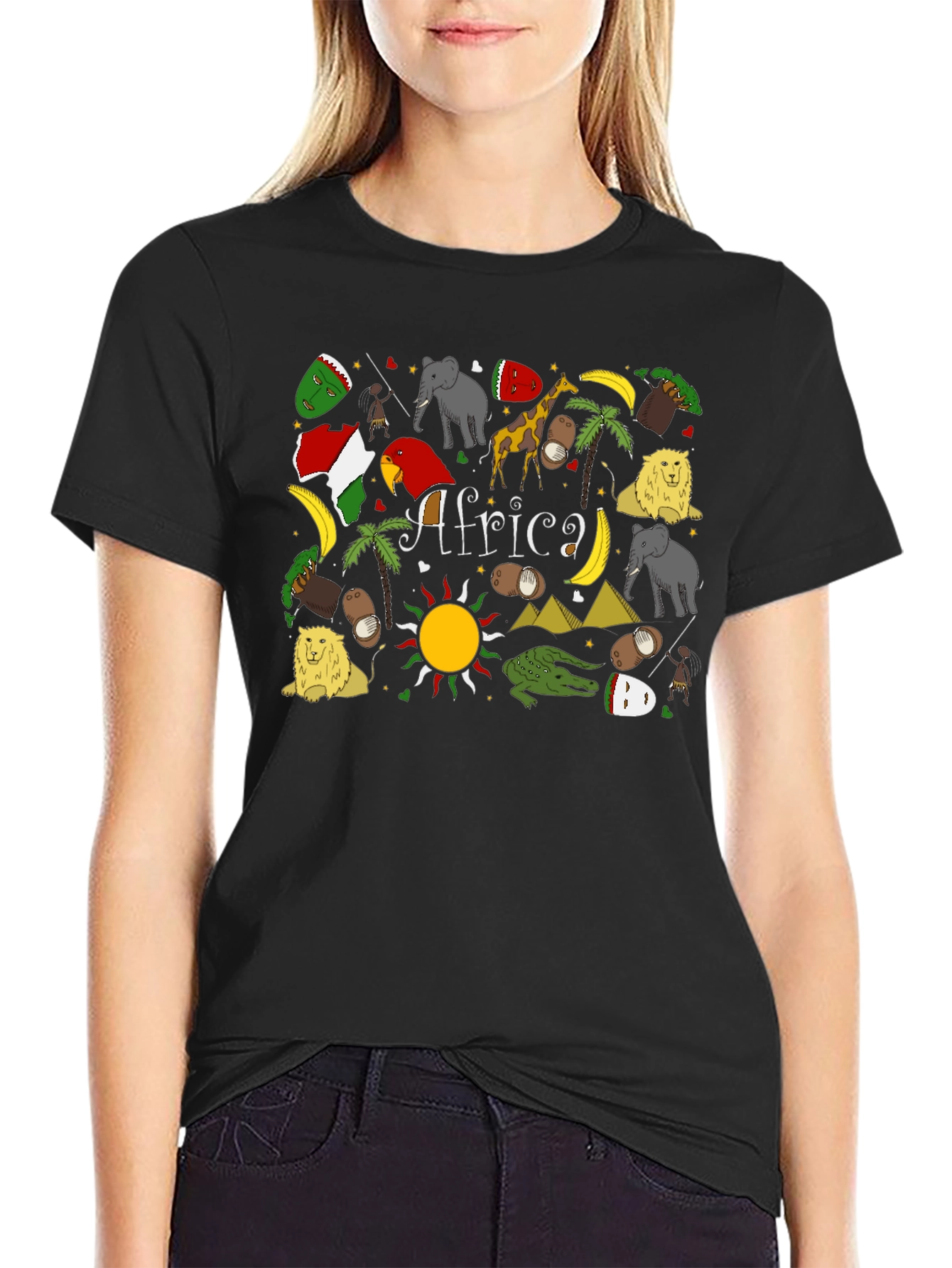 Africa Graphic Print Tee - Novelty Mens T-Shirt