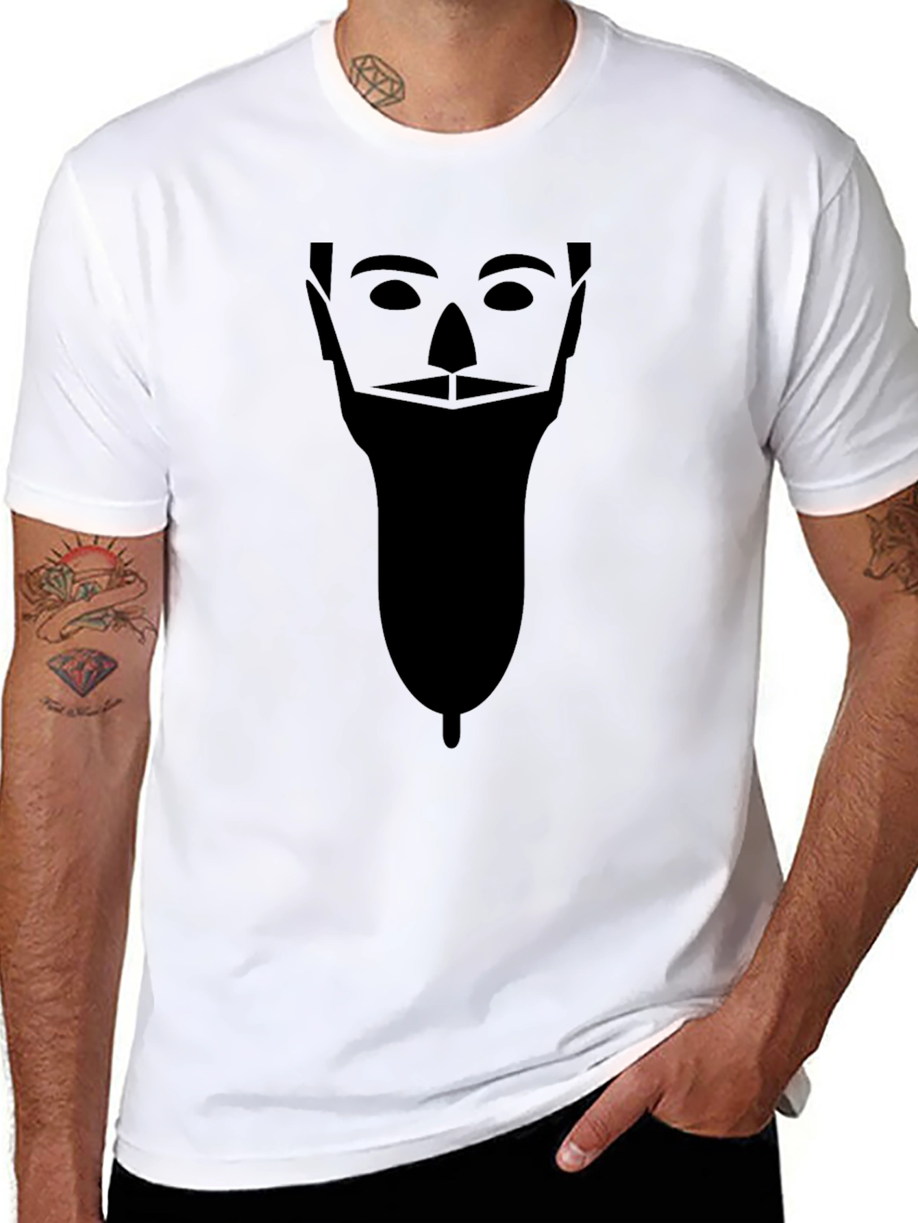 Bearded Silhouette Graphic T-Shirt - Black