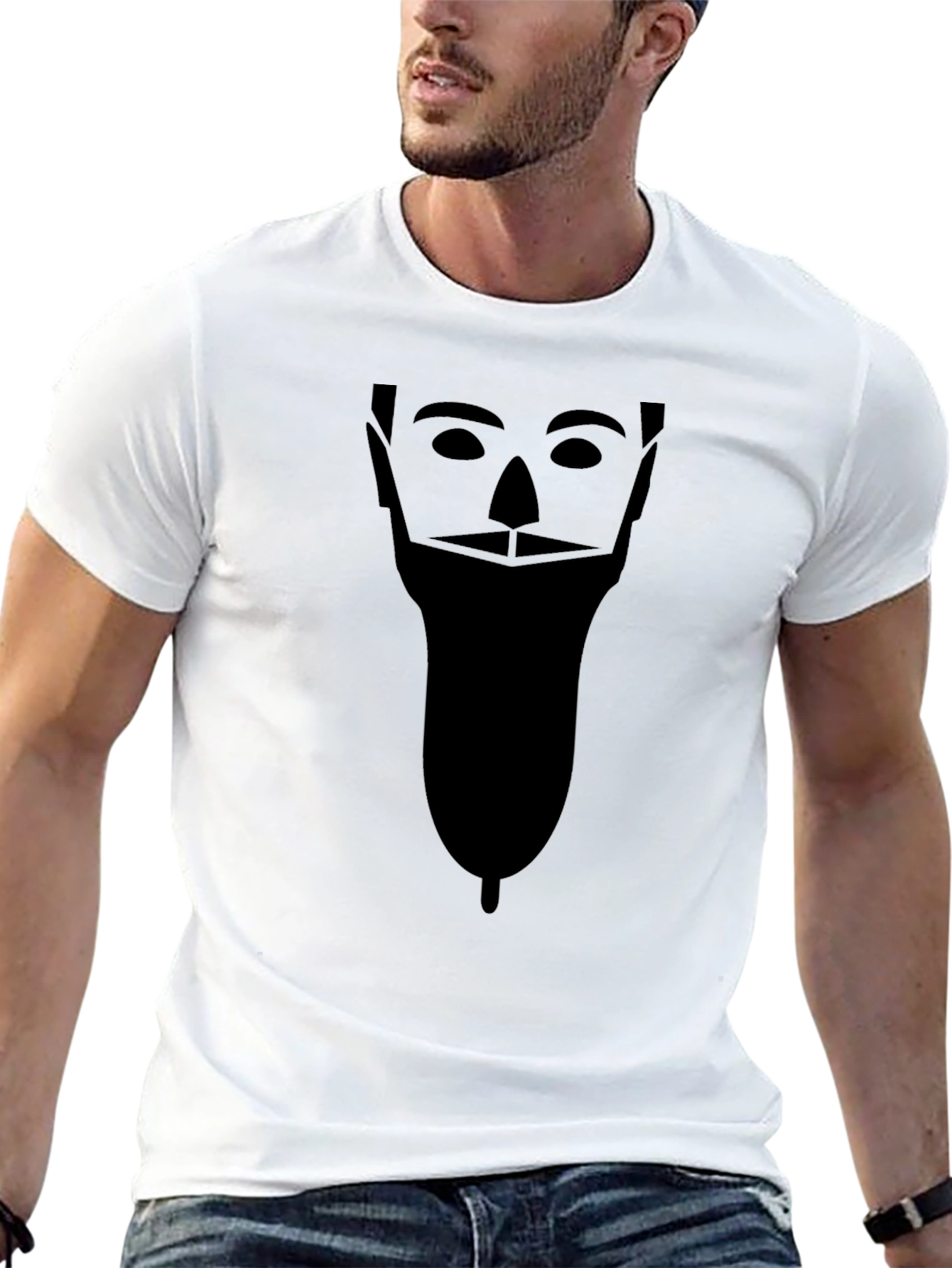 Bearded Silhouette Graphic T-Shirt - Black
