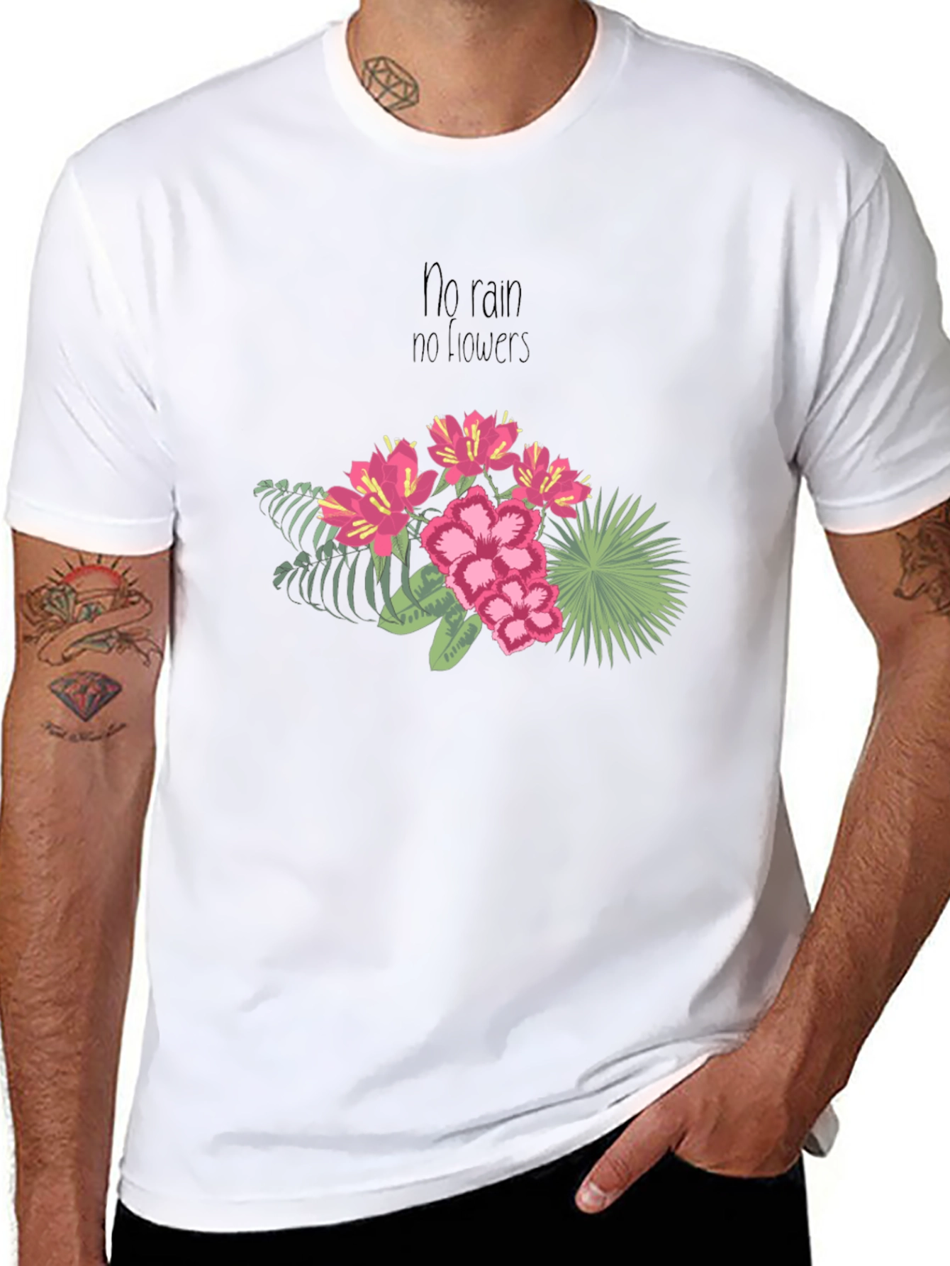 Floral T-Shirt - No Rain No Flowers