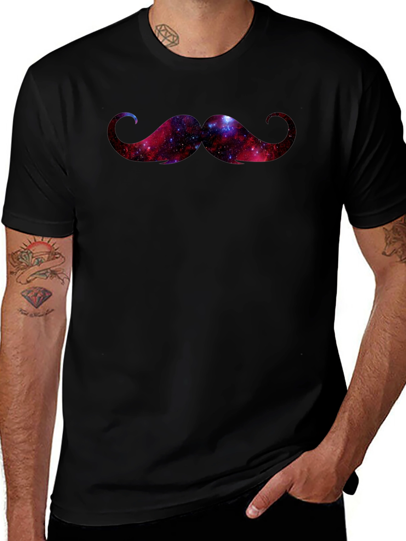Cosmic Galaxy Mustache Graphic Tee