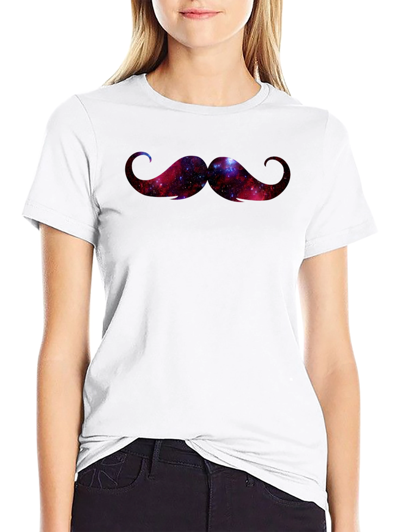 Cosmic Galaxy Mustache Graphic Tee