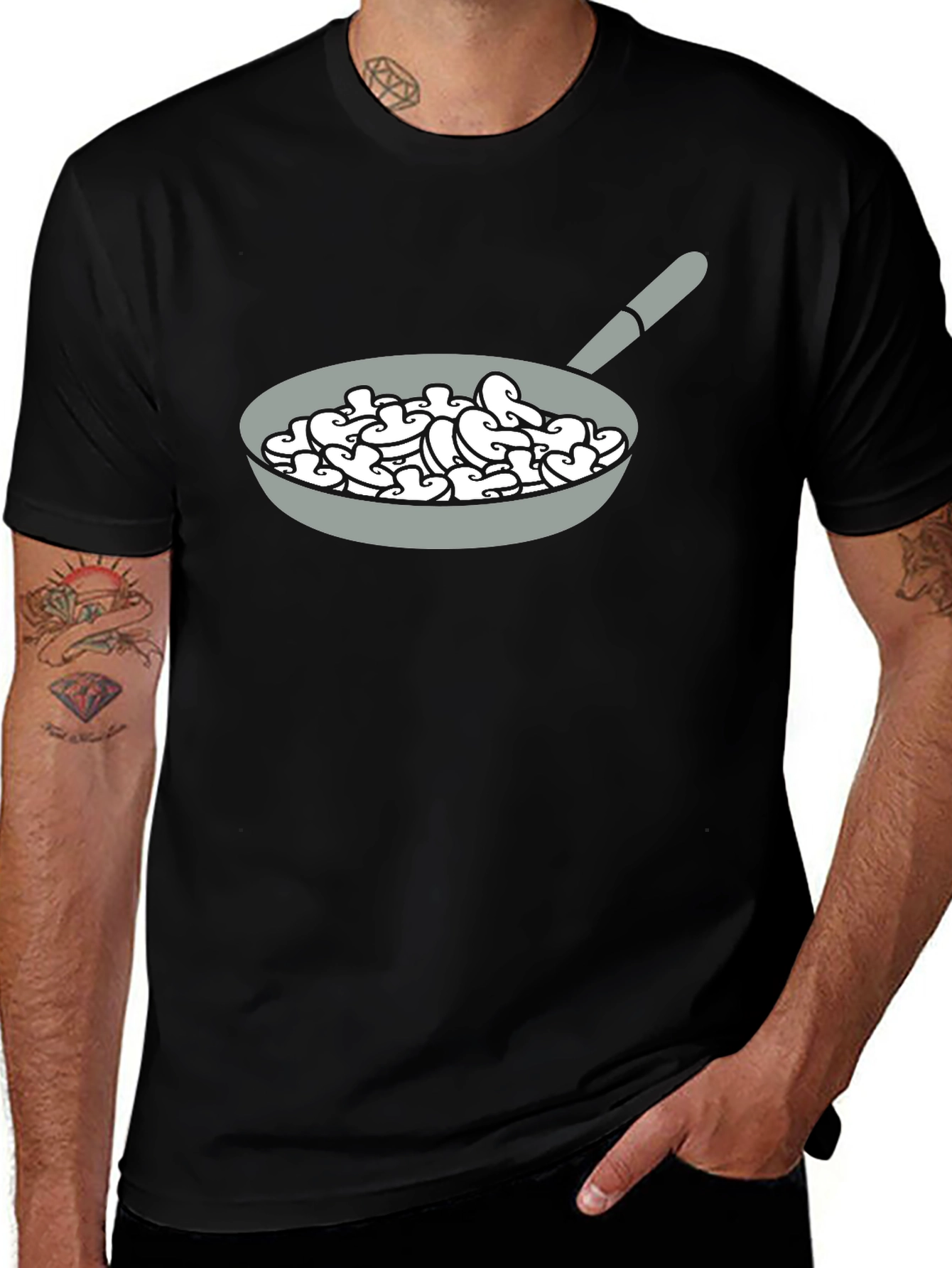 Mushroom Pan Graphic Tee - Fun Food T-Shirt