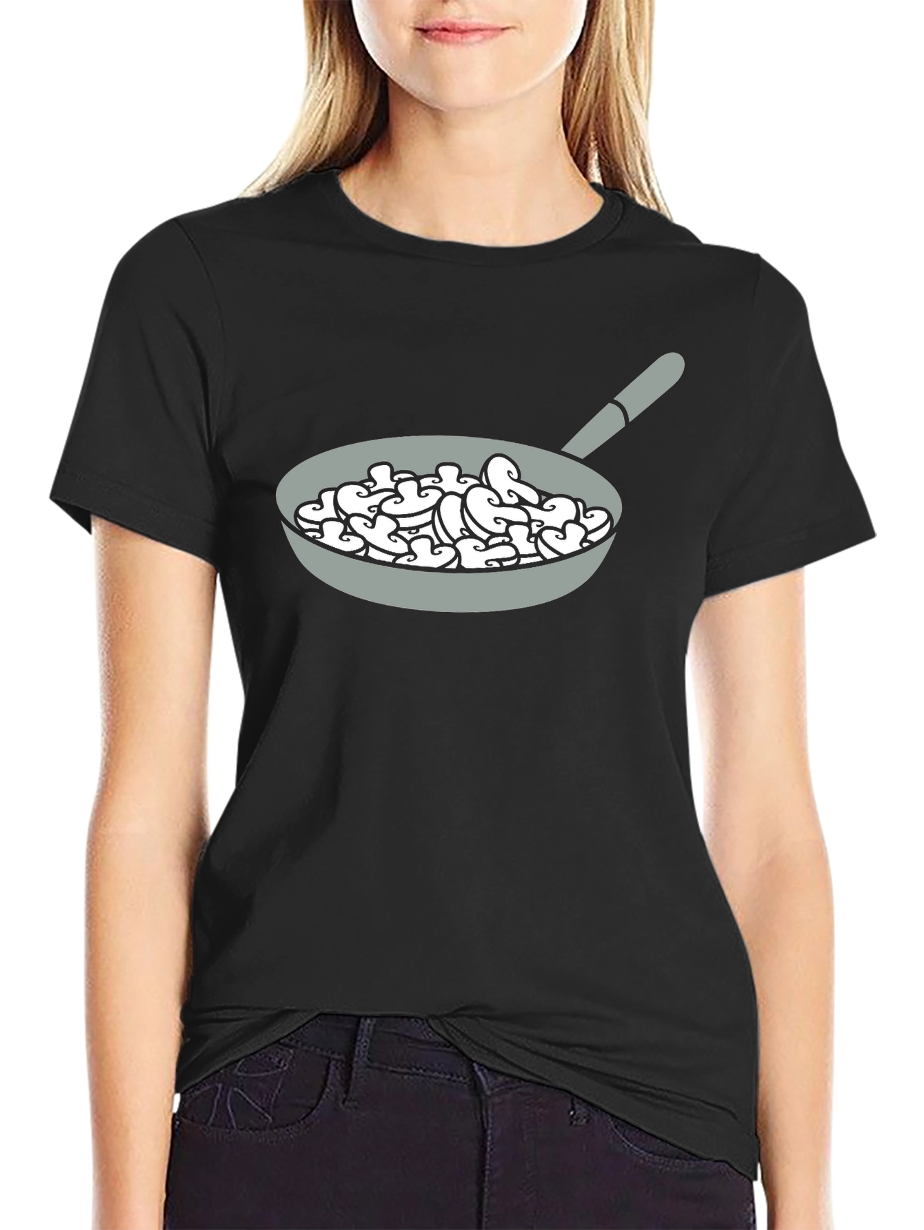 Mushroom Pan Graphic Tee - Fun Food T-Shirt