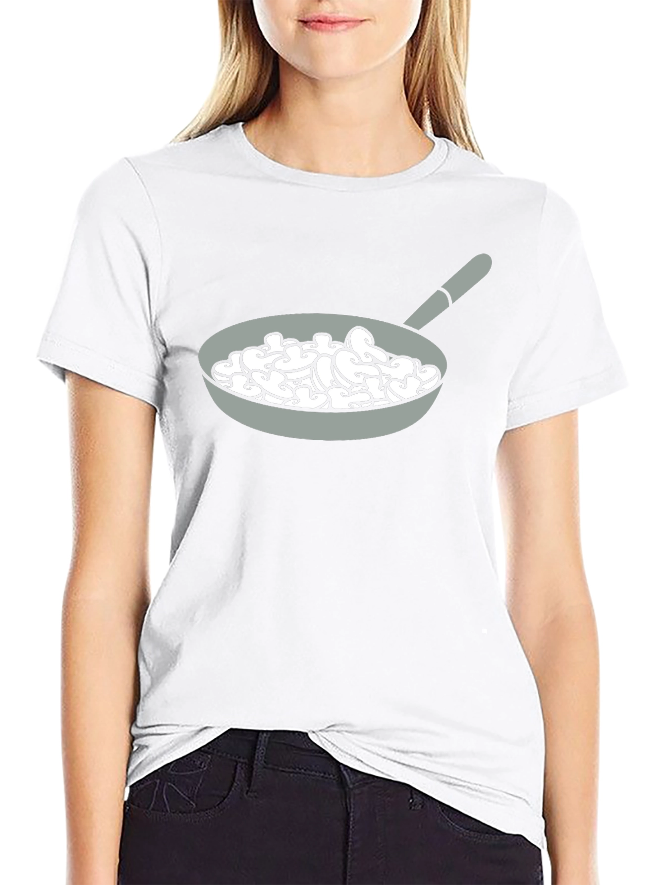 Mushroom Pan Graphic Tee - Fun Food T-Shirt