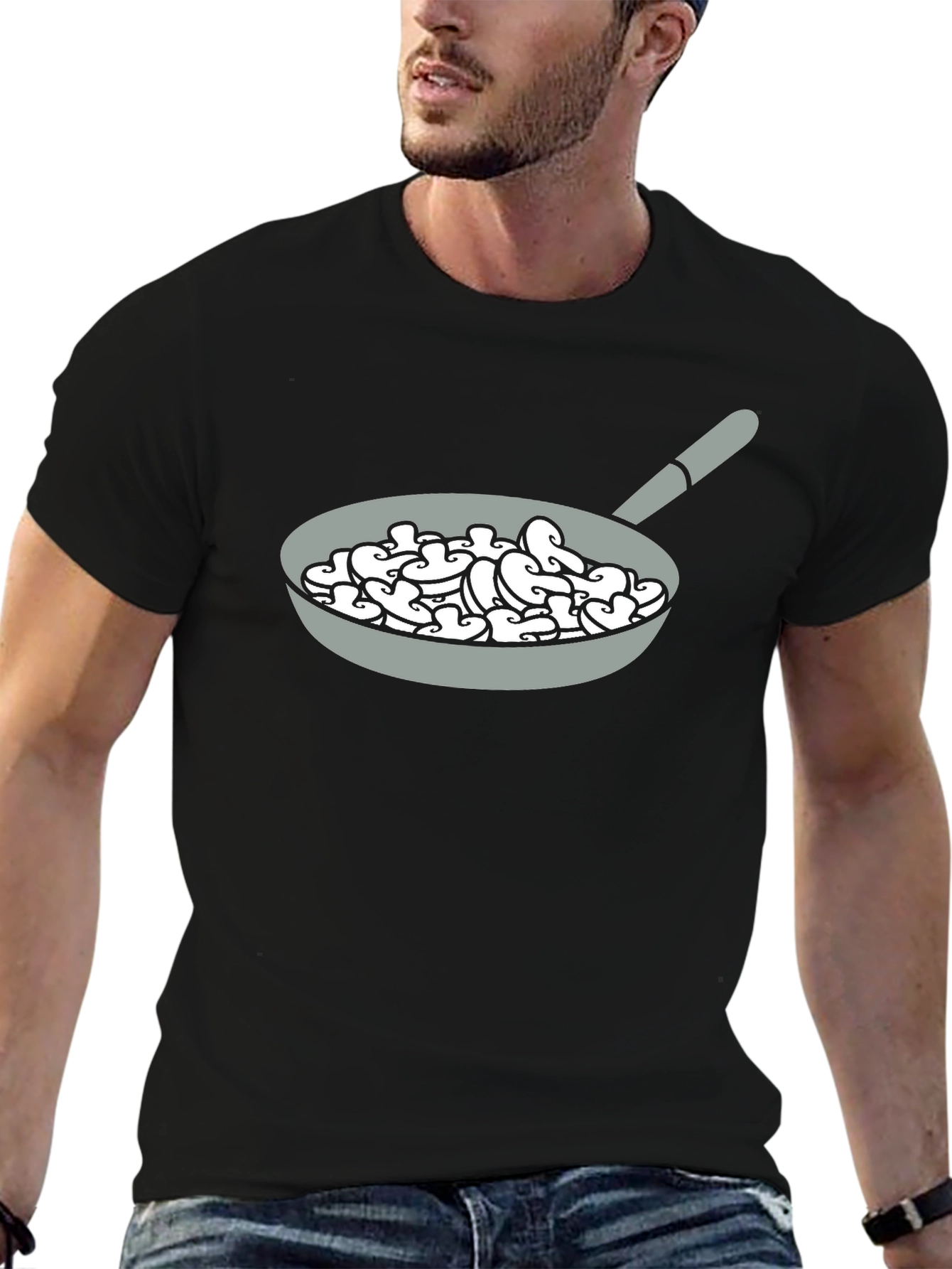 Mushroom Pan Graphic Tee - Fun Food T-Shirt