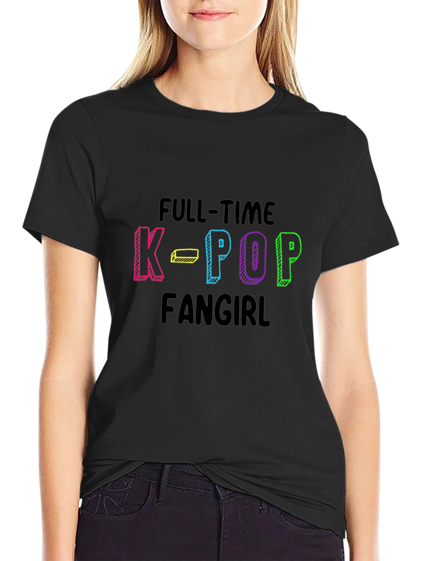 Full-Time K-Pop Fangirl Black T-Shirt