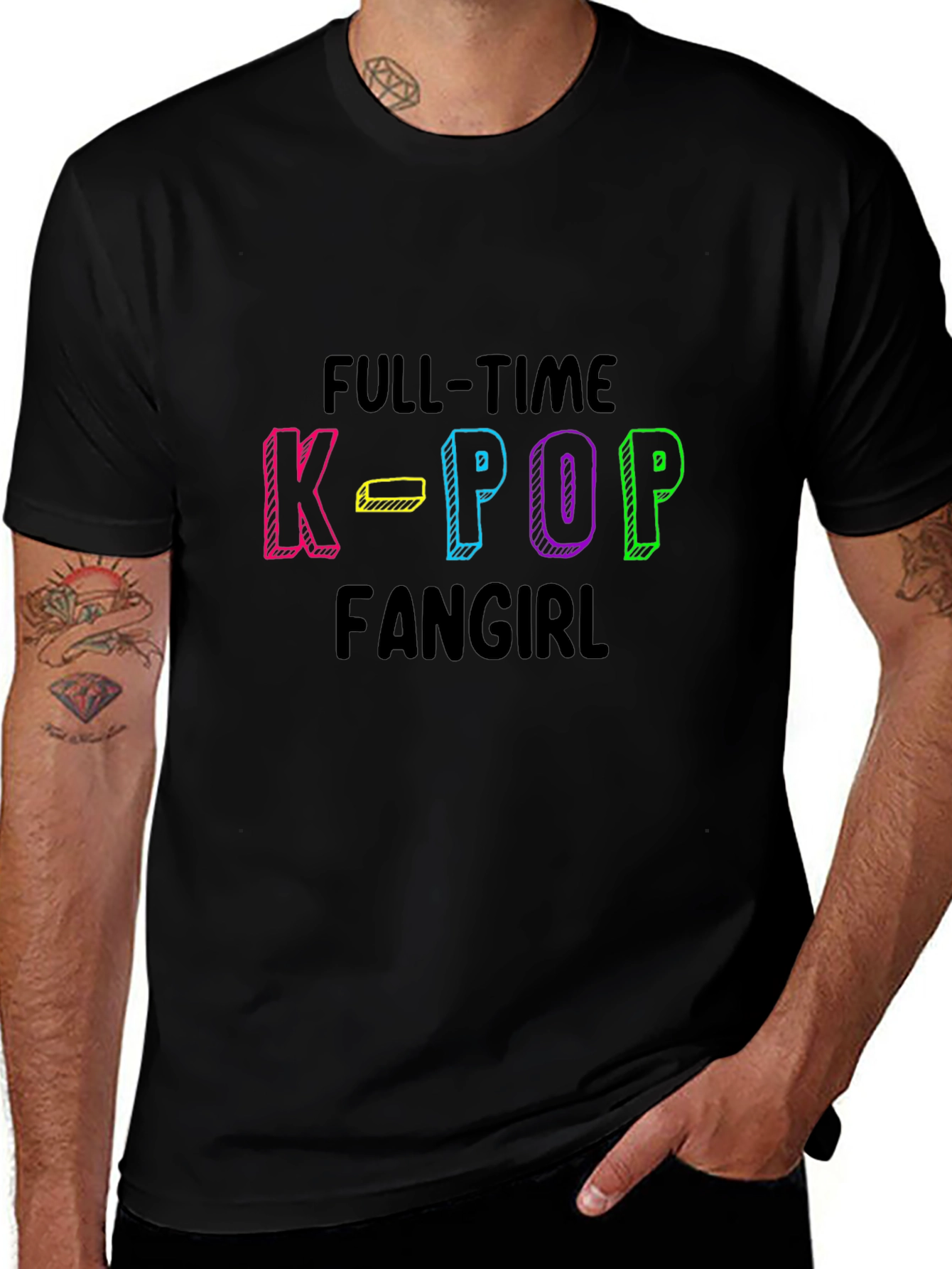 Full-Time K-Pop Fangirl Black T-Shirt