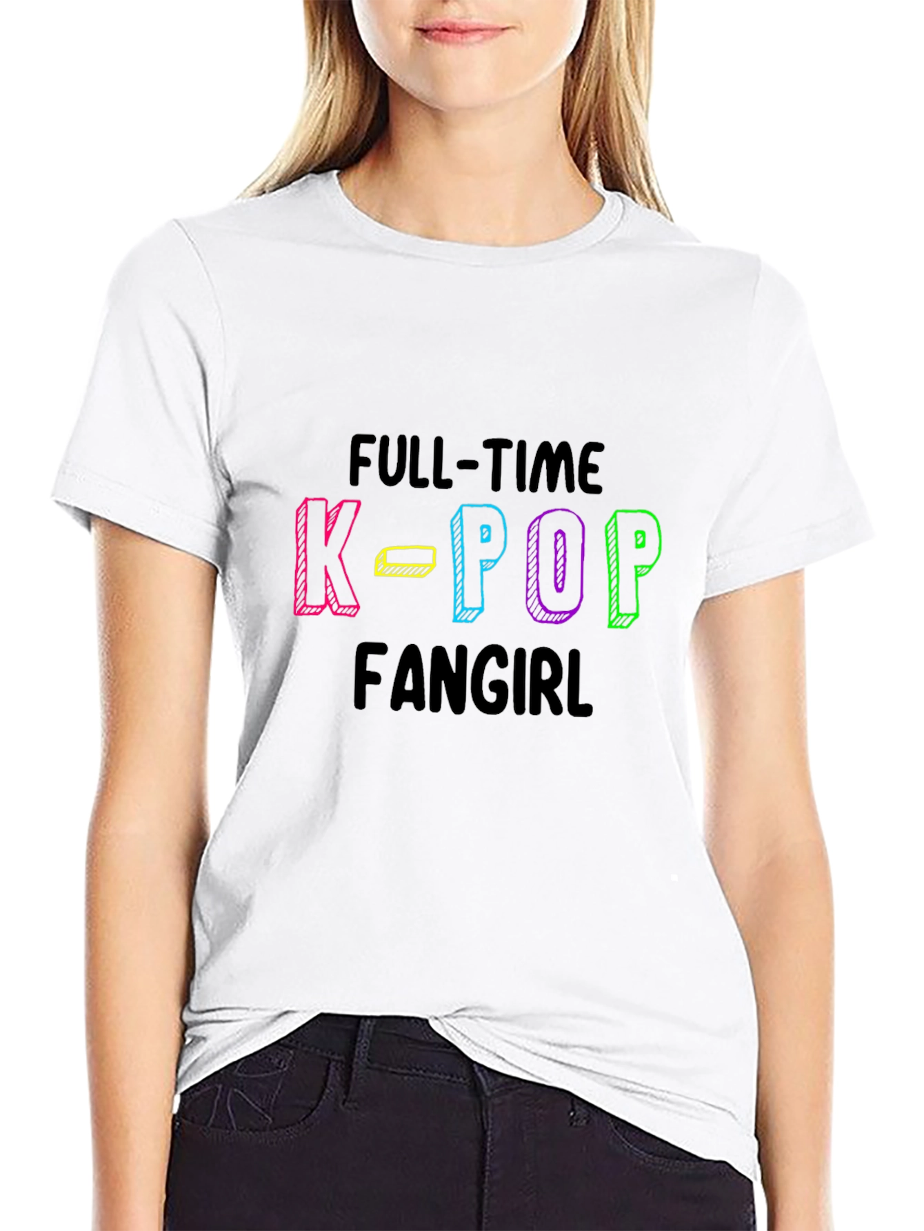 Full-Time K-Pop Fangirl Black T-Shirt