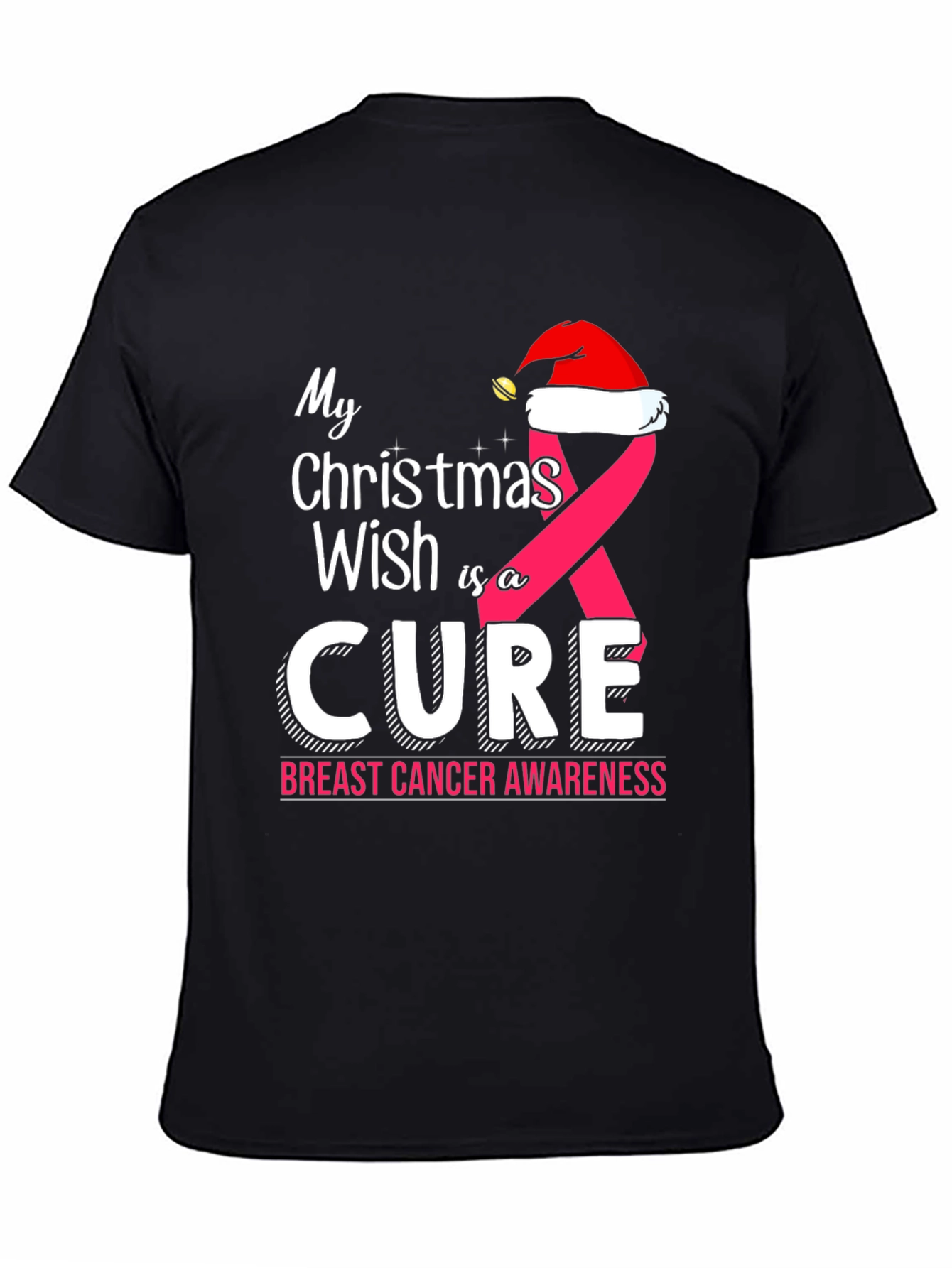Christmas Wish Cure Breast Cancer Awareness T-Shirt