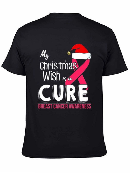 Christmas Wish Cure Breast Cancer Awareness T-Shirt