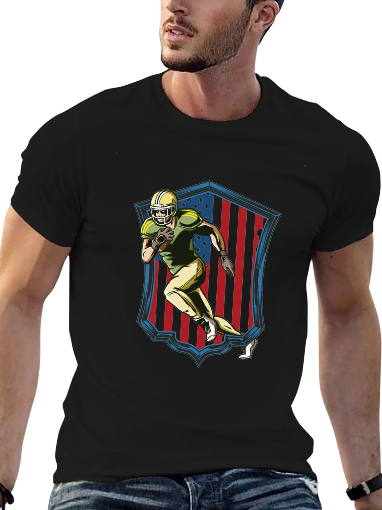 American Football Graphic Tee - Black