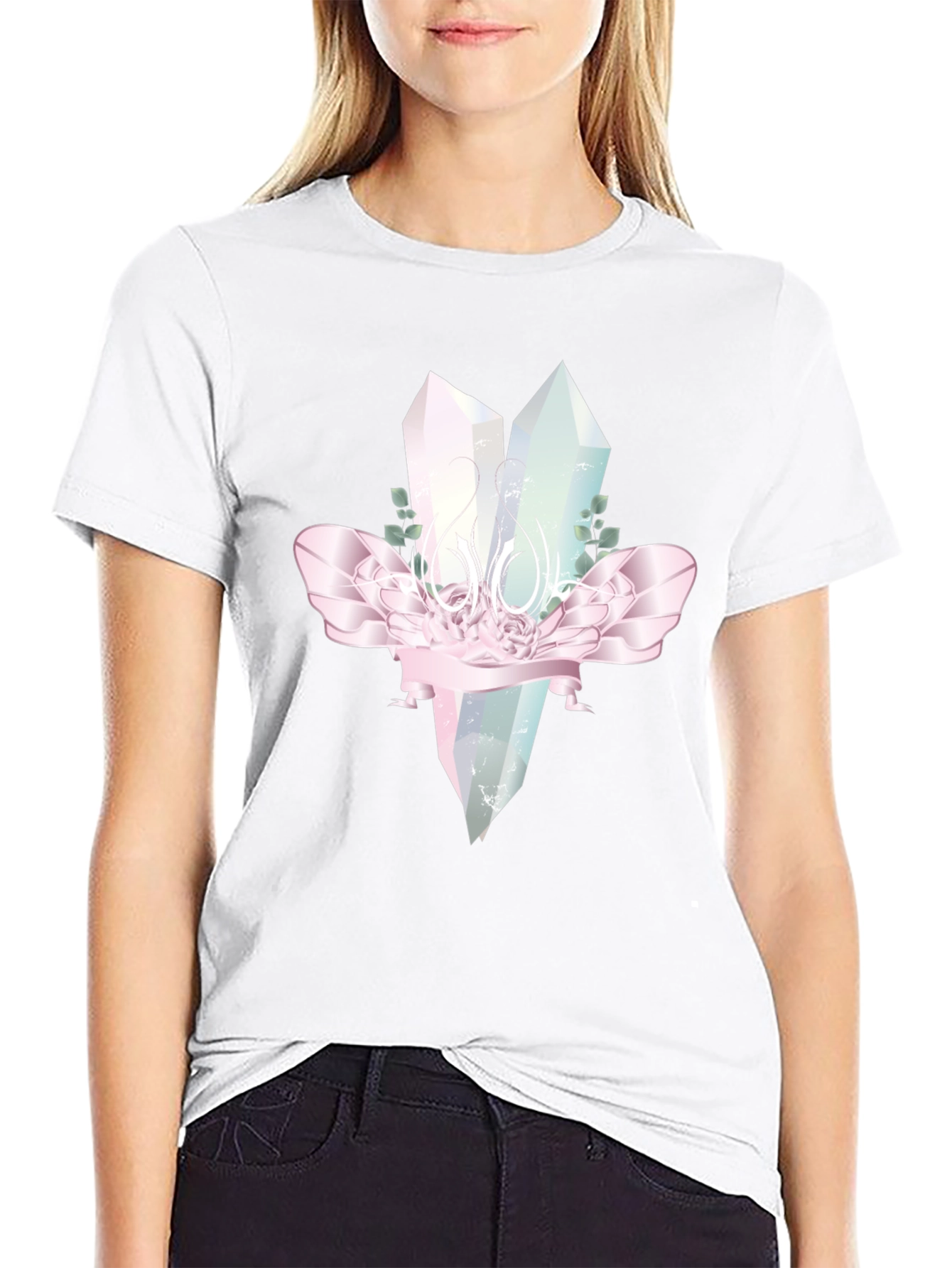 Crystal Gemstone Graphic Tee - Black