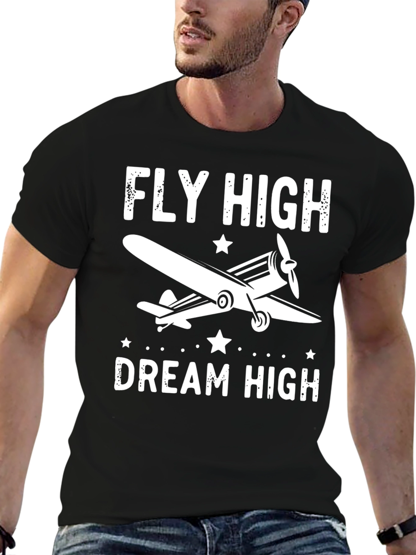 Fly High Dream High Airplane Graphic Tee