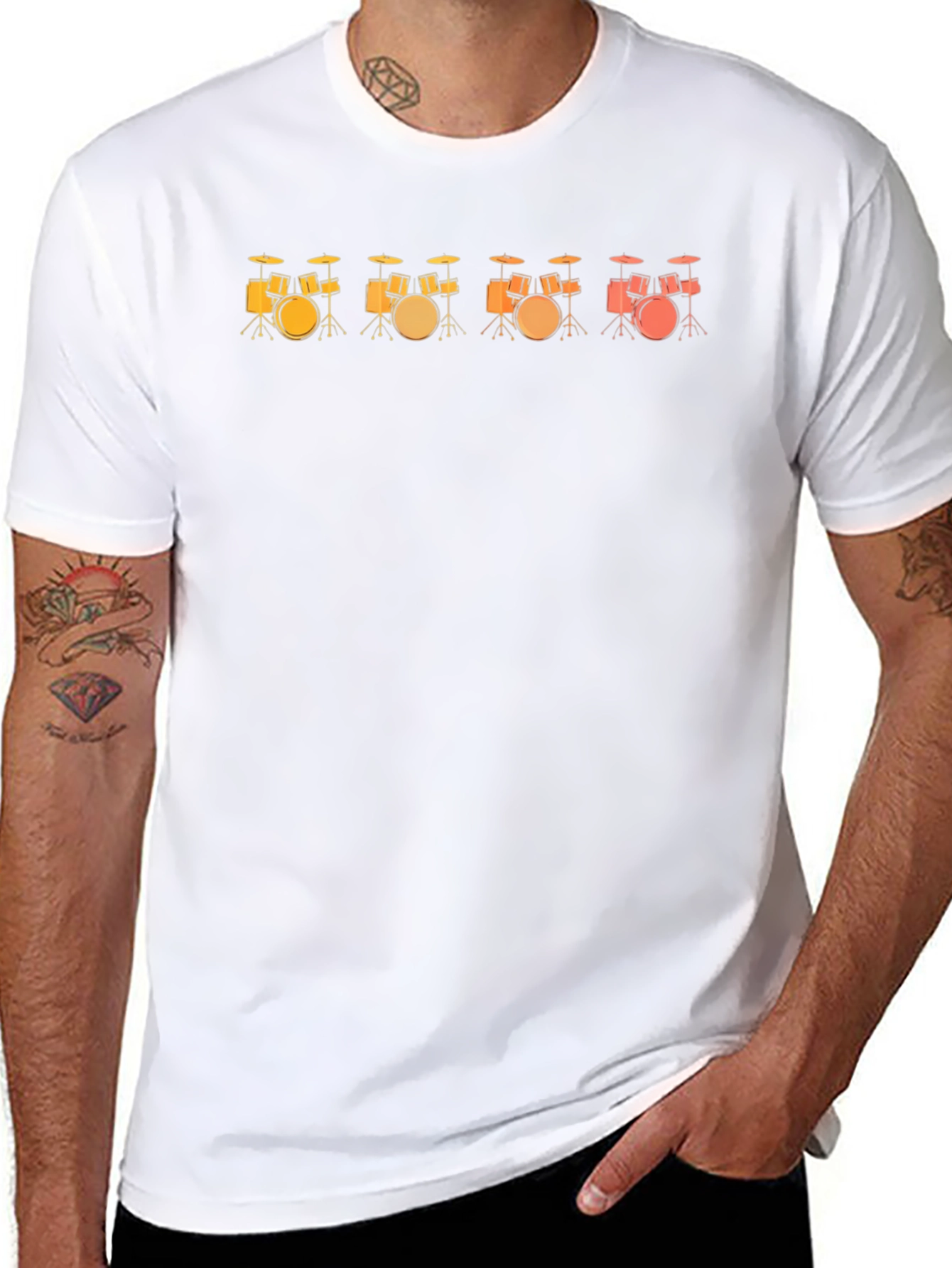 Drum Set Sunset Music T-Shirt
