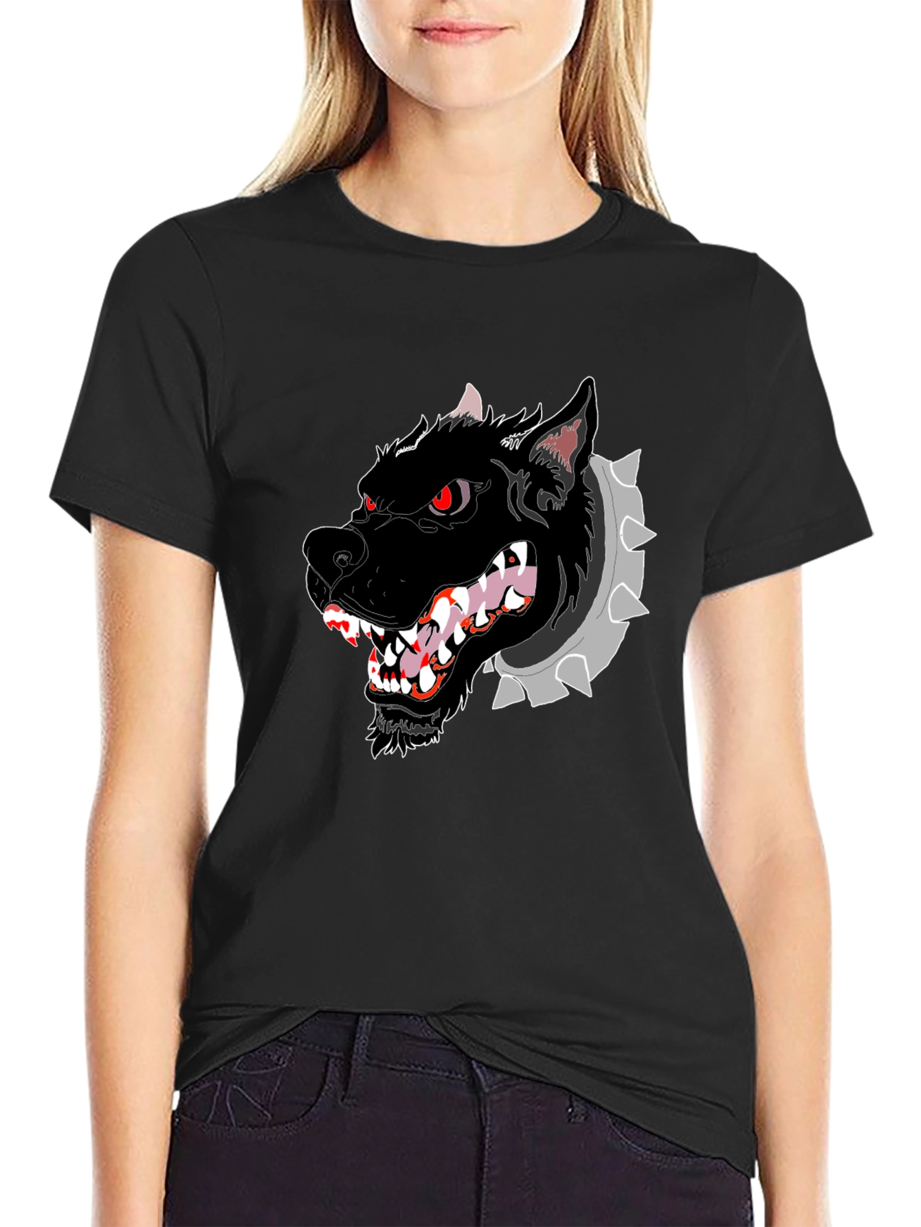 Mens Black T-Shirt with Graphic Dog