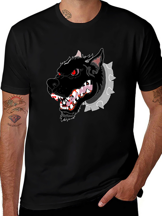 Mens Black T-Shirt with Graphic Dog