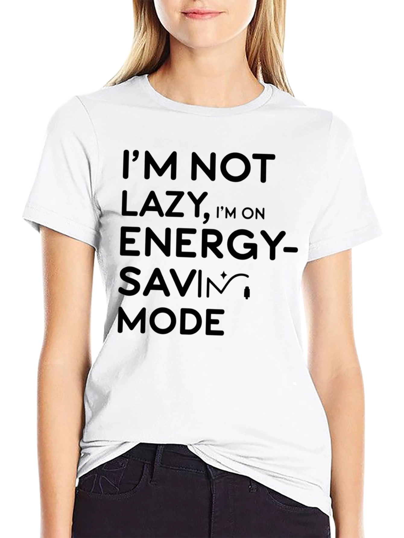 Funny Im Not Lazy Energy Saving Mode Black T-Shirt