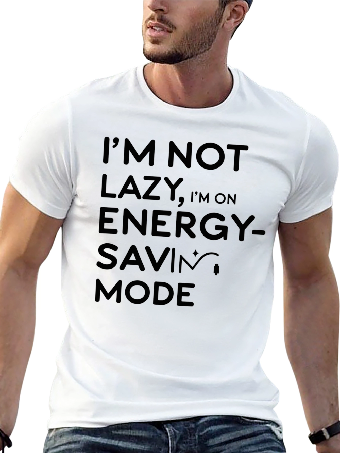 Funny Im Not Lazy Energy Saving Mode Black T-Shirt