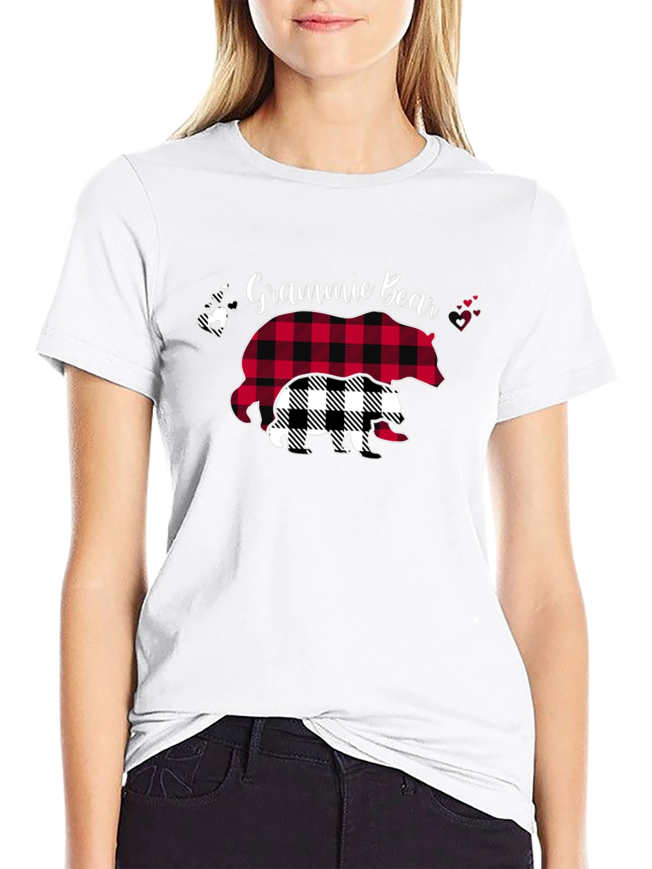 Grammie Bear Buffalo Plaid T-Shirt