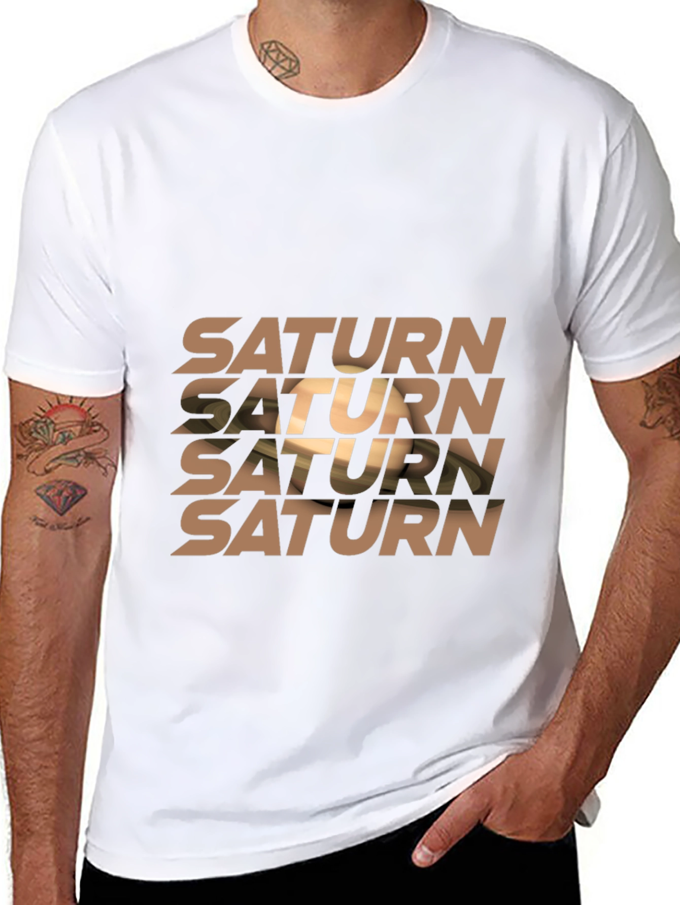 Saturn Graphic Print T-Shirt - Stylish Space Tee