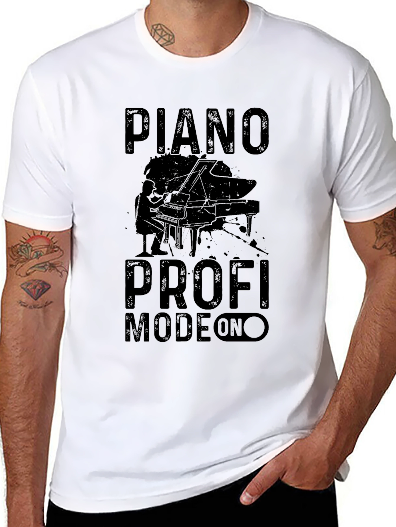 Piano Profi Mode On Black T-Shirt