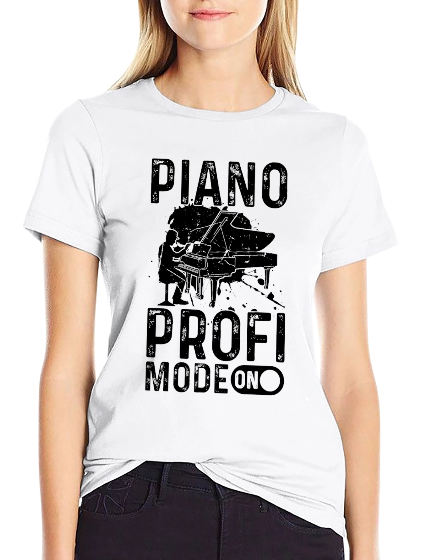 Piano Profi Mode On Black T-Shirt